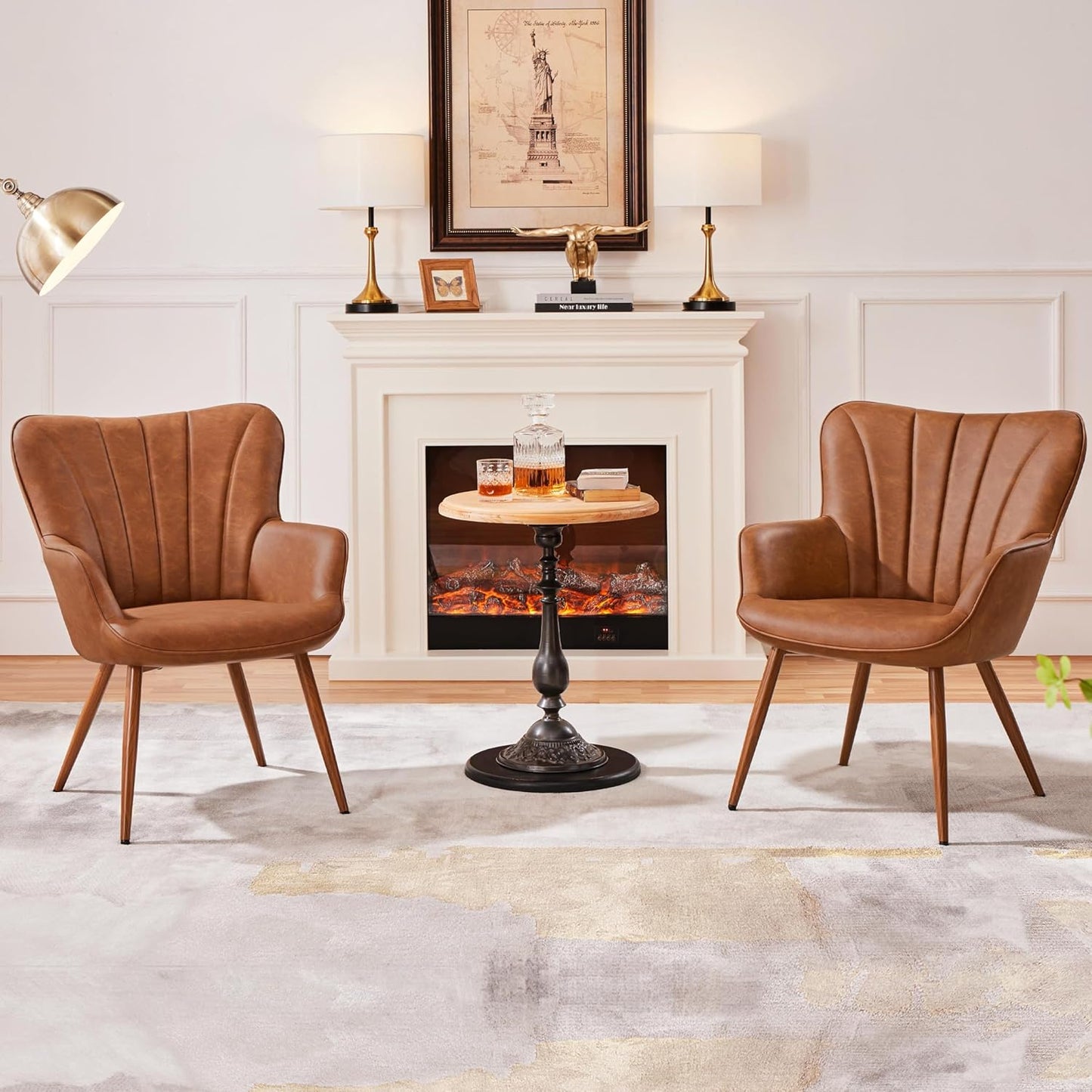 Yaheetech PU Leather Armchair Modern Accent Chair with Metal Legs