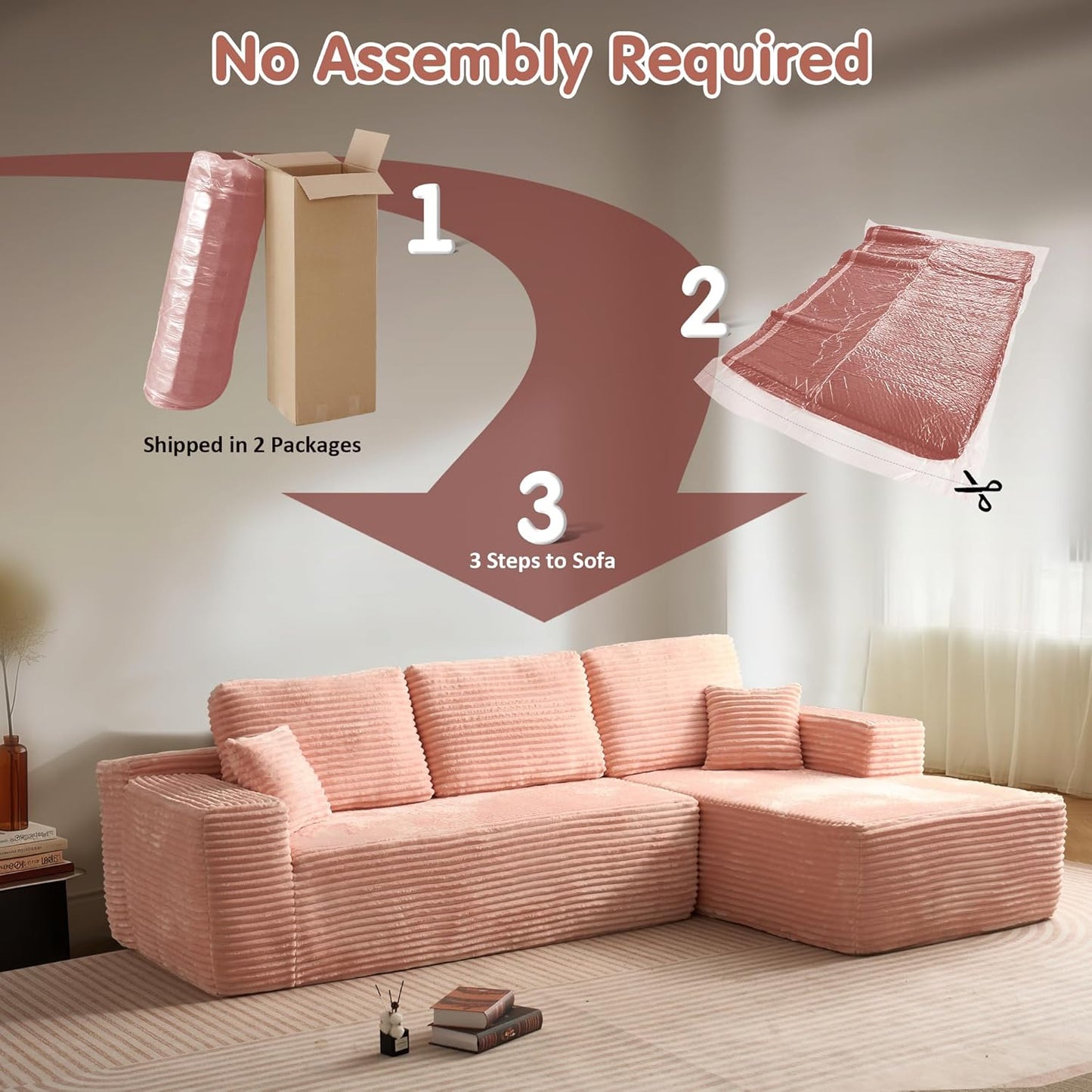 104" Cloud Sectional Couch with L-Shape Chaise