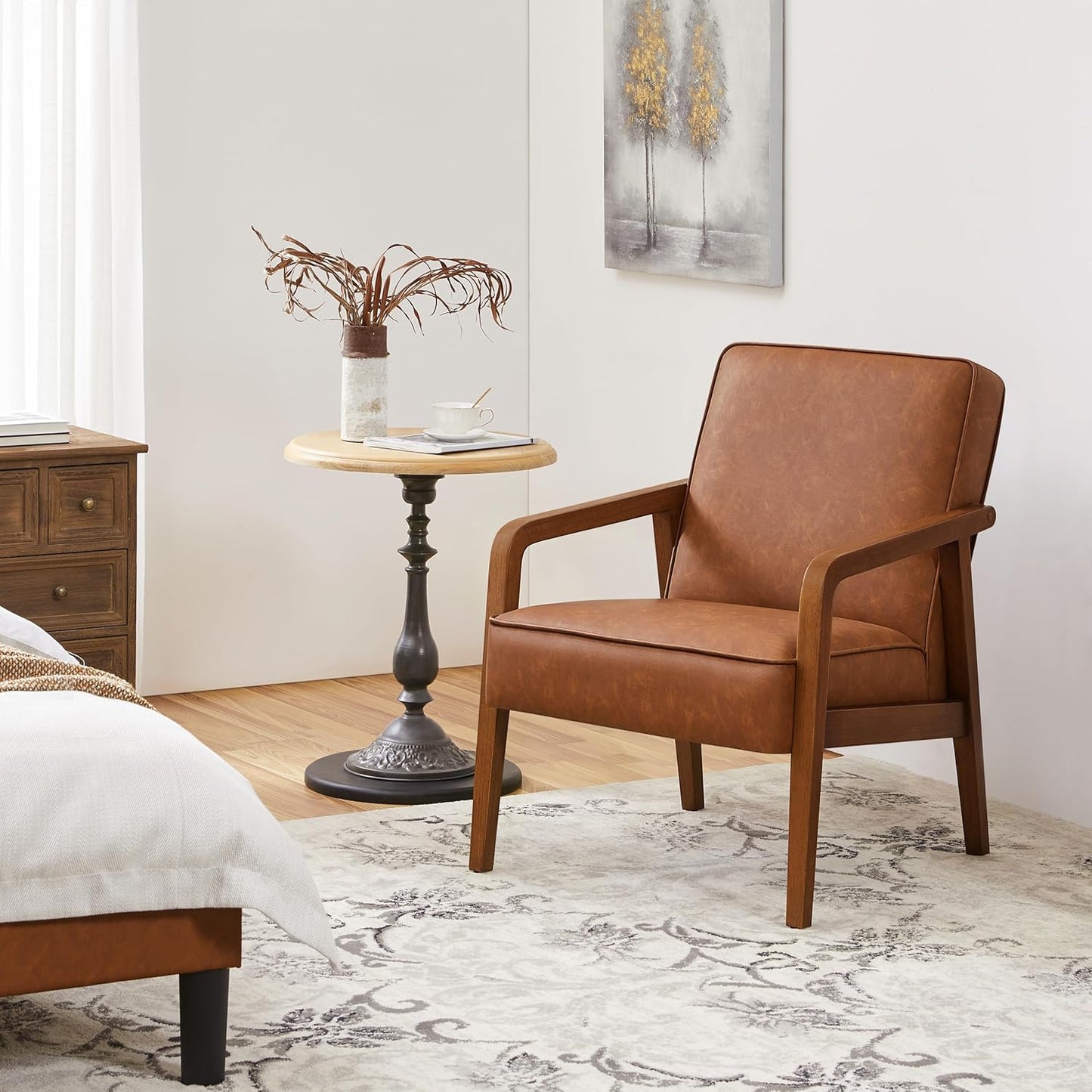 Yaheetech Accent Chair Armchair with Strong Wood Frame