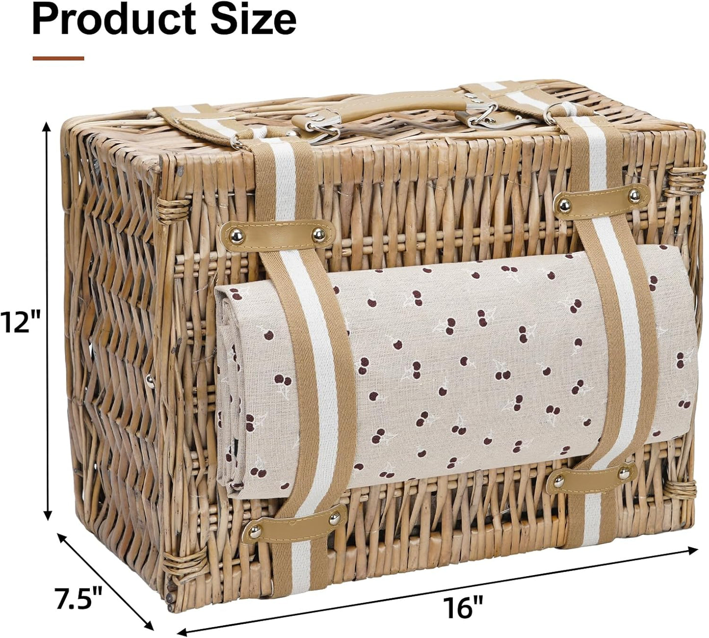 19Pcs Picnic Basket for 2 with Blanket