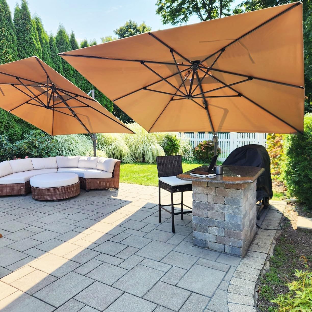 12ft Patio Umbrella with Base Large Outdoor Square Umbrella