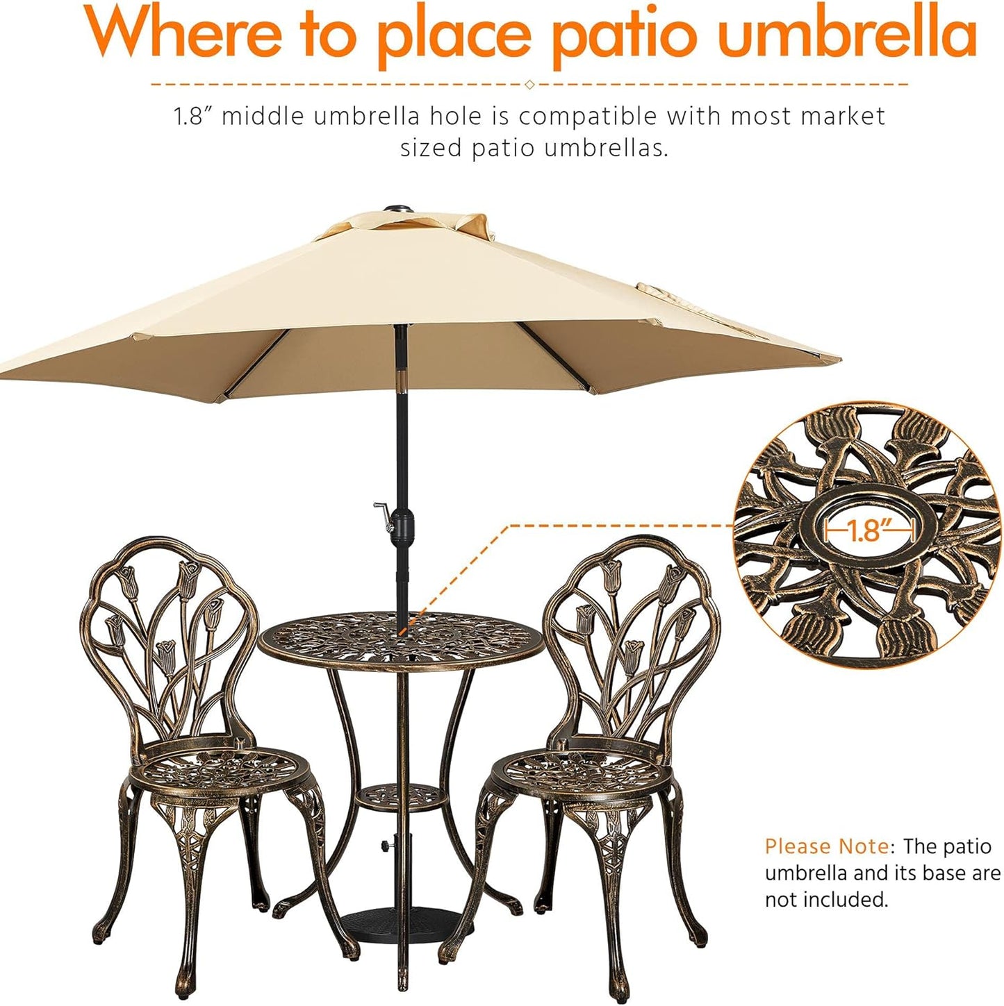Yaheetech 3-Piece Outdoor Bistro Set w/Floral Design