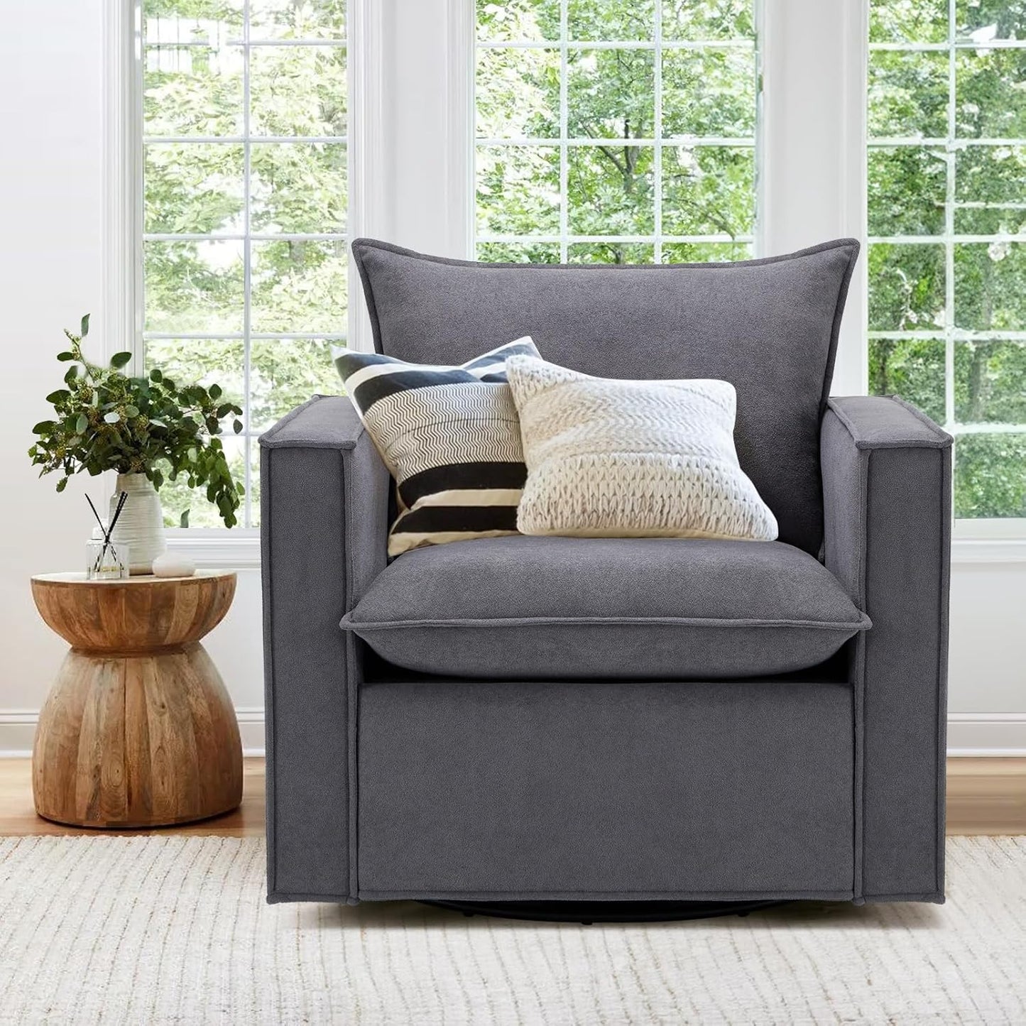 COLAMY Swivel Accent Chair Set 34 Inches Wide Upholstered Arm Chair