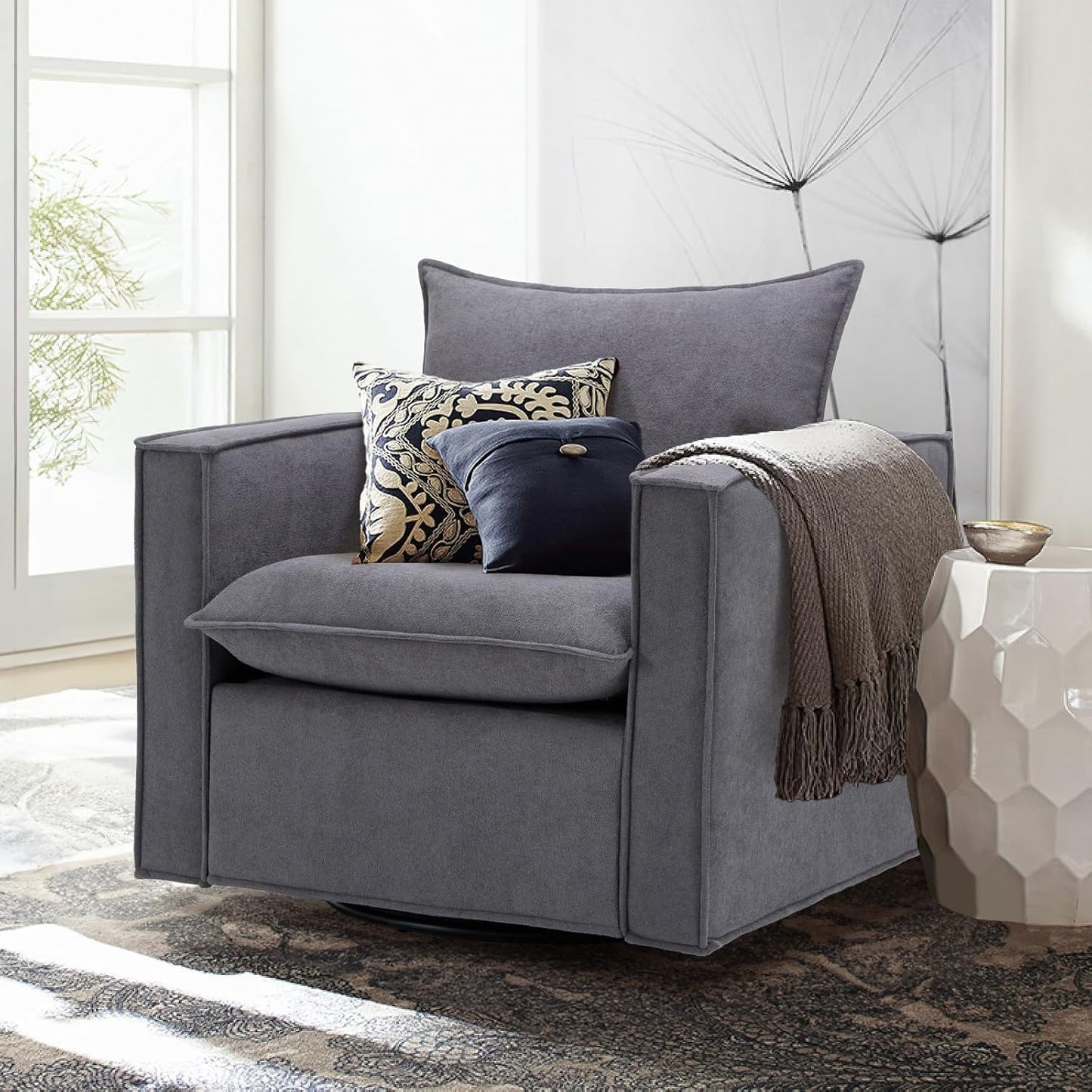 COLAMY Swivel Accent Chair Set 34 Inches Wide Upholstered Arm Chair