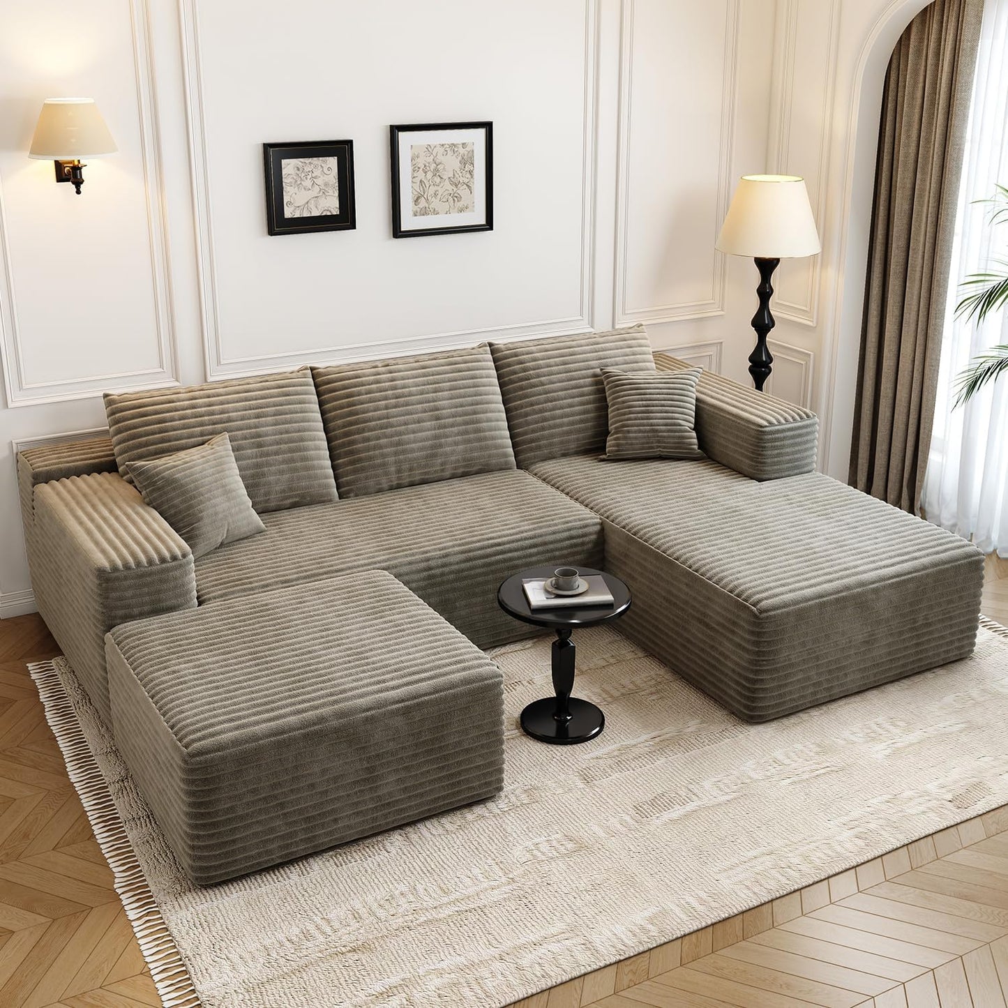 107.5" Cloud Modular Sectional Sofa with 1 Ottoman