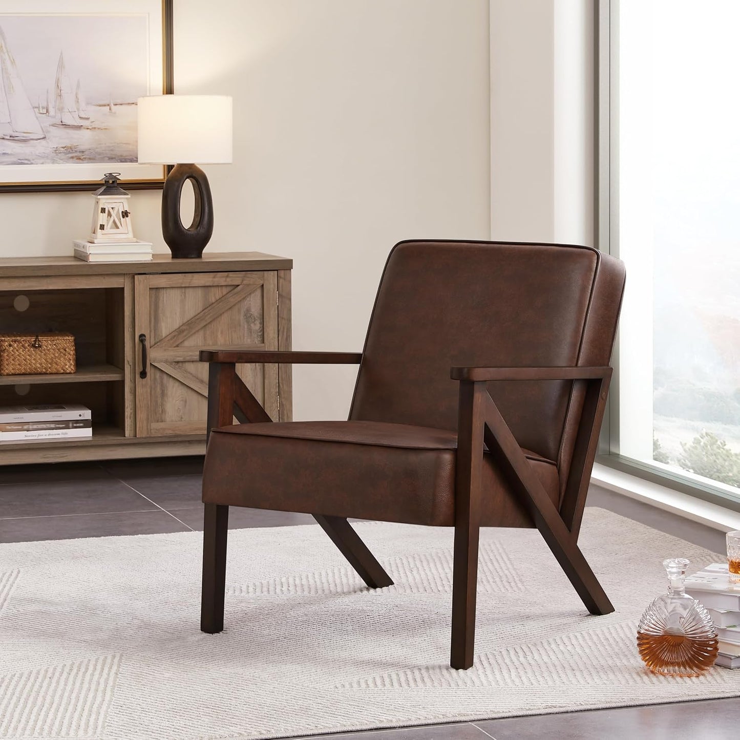 Yaheetech Accent Chair Armchair with Strong Wood Frame