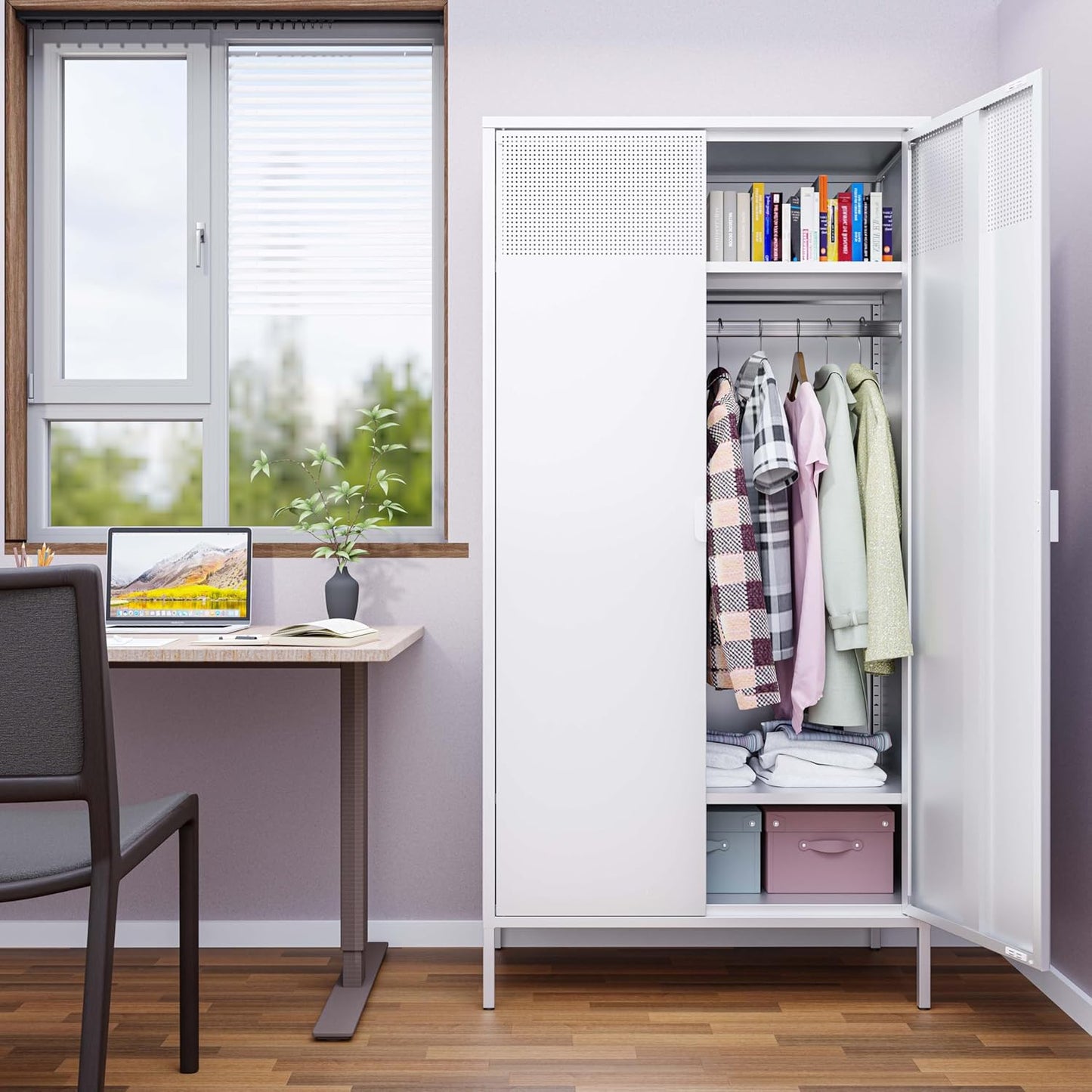 2 Door Storage Sideboard Metal Storage Cabinet with 2 Adjustable Shelf