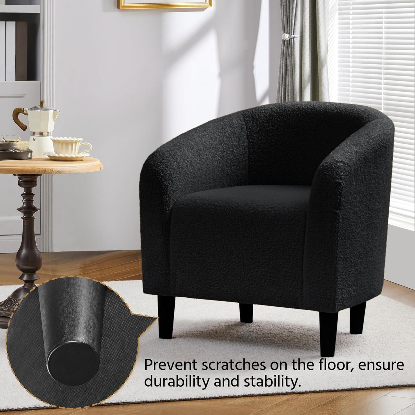 Yaheetech Accent Barrel Chair Boucle Fabric Club Chair