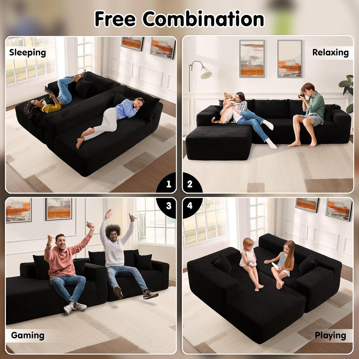 104" Cloud Sectional Couch with L-Shape Chaise