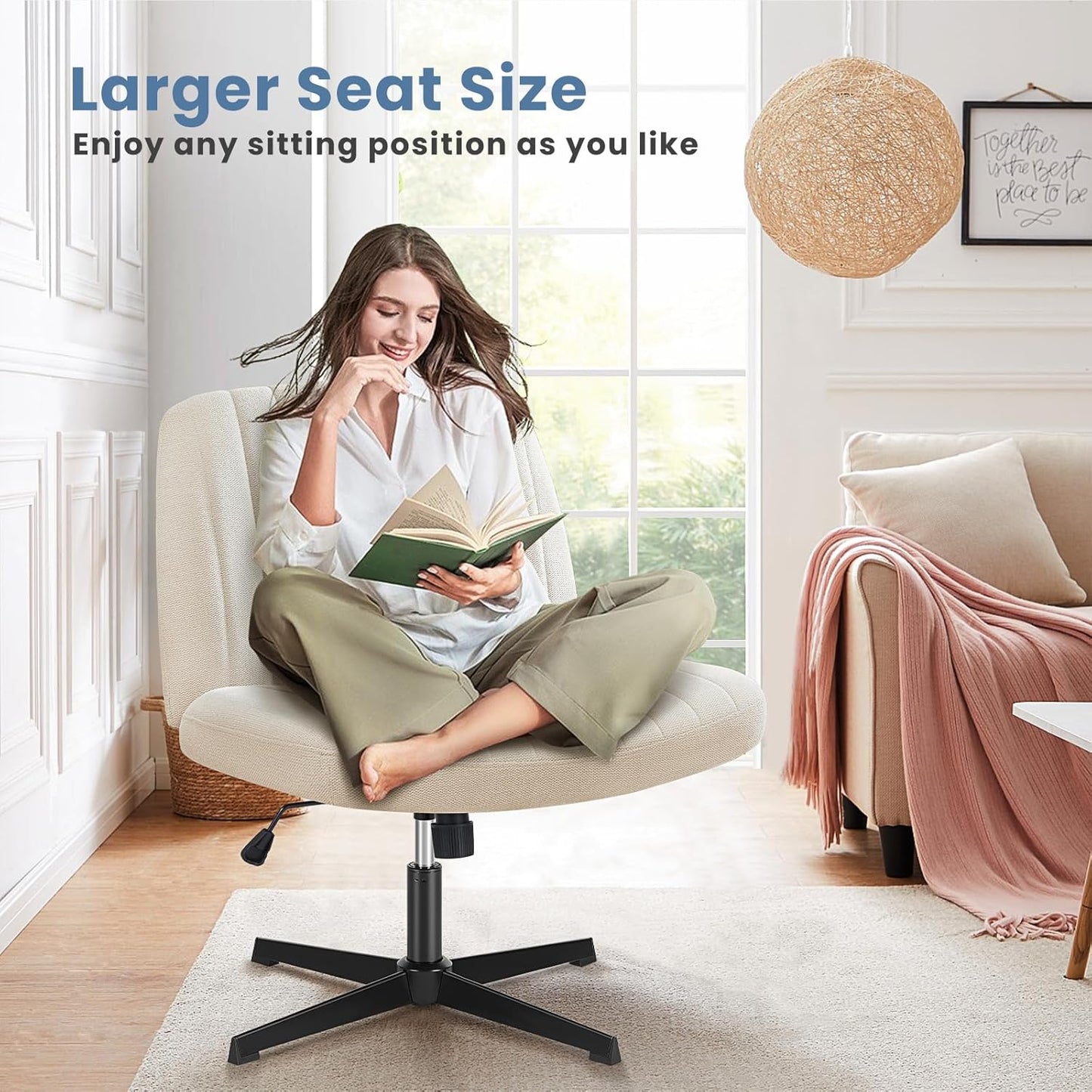 DUMOS Criss Cross Chair Legged Office Wide Comfy Desk Seat