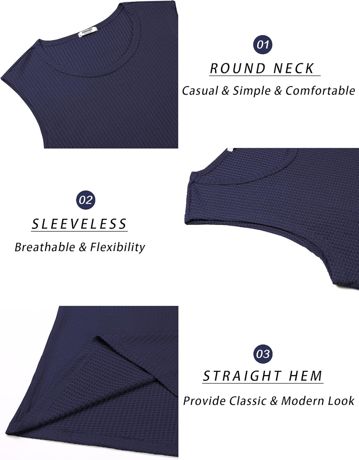 Mens Casual Tank Tops Waffle Knit Sleeveless Shirt Breathable Tank Shirts