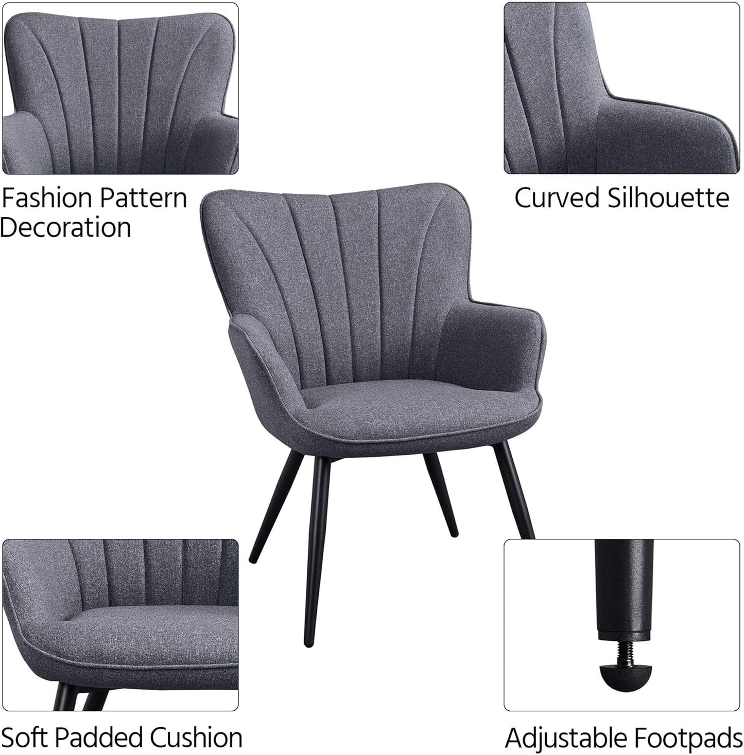 Yaheetech PU Leather Armchair Modern Accent Chair with Metal Legs