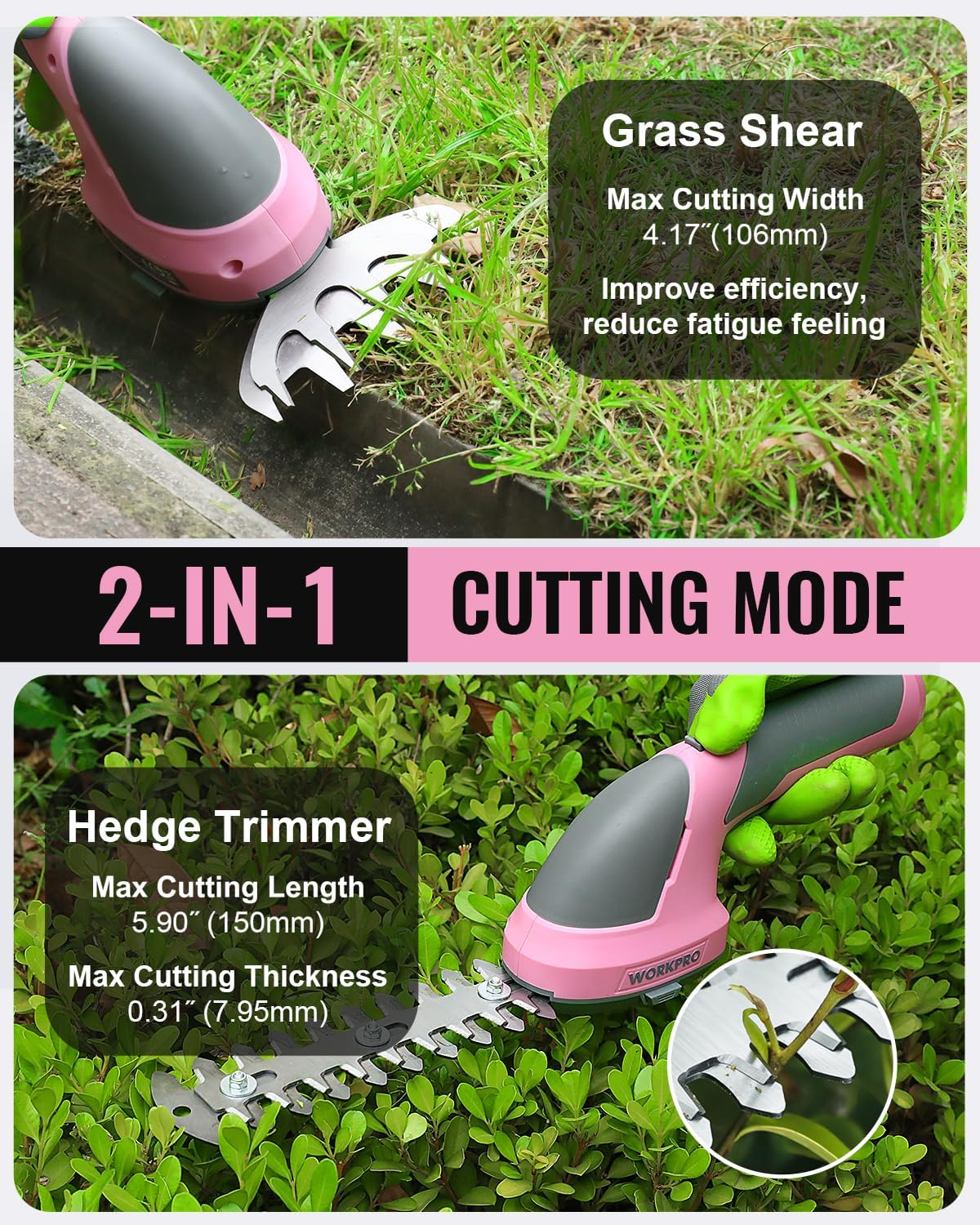WORKPRO Cordless Grass Shear & Shrubbery Trimmer