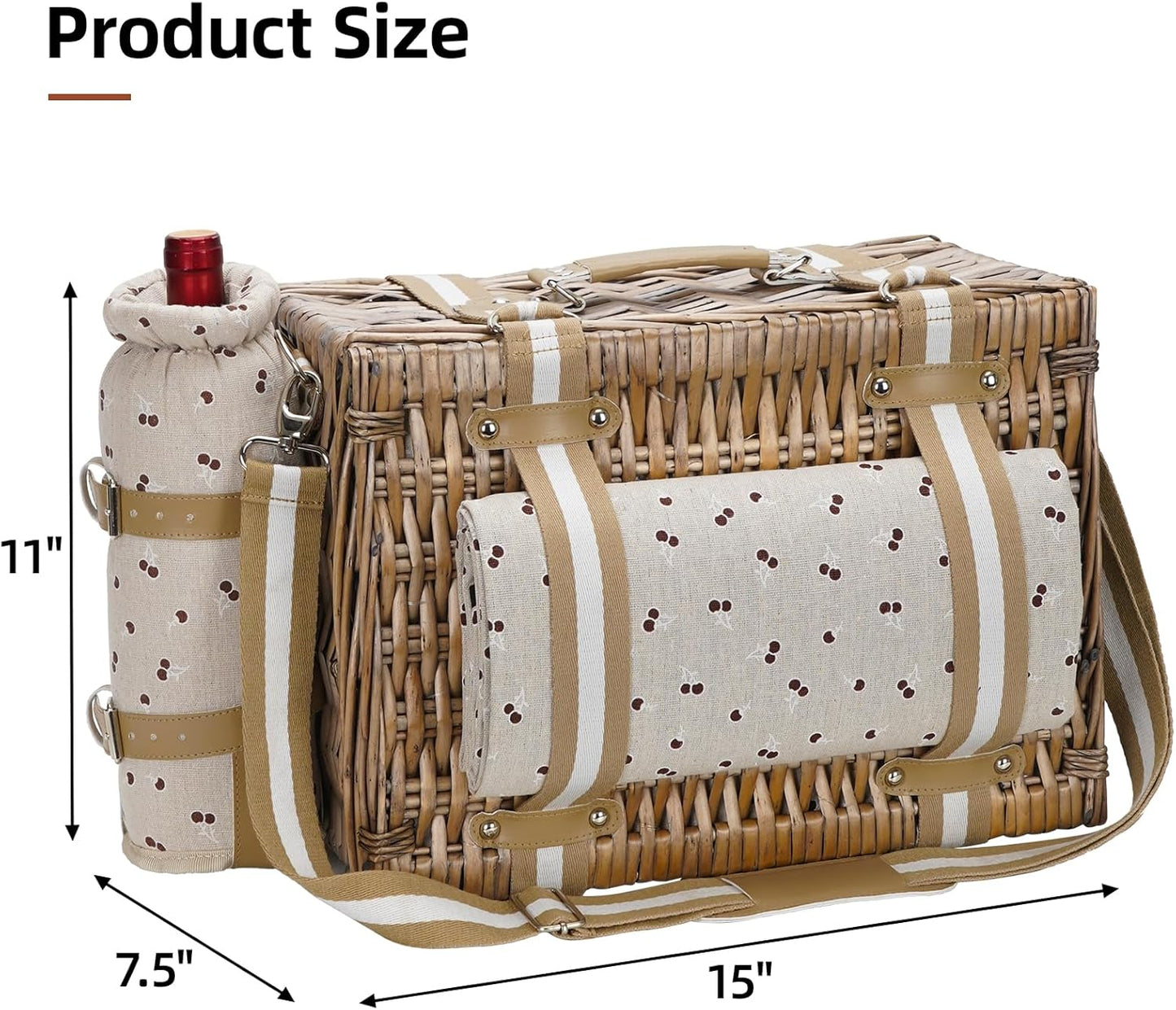 19Pcs Picnic Basket for 2 with Blanket