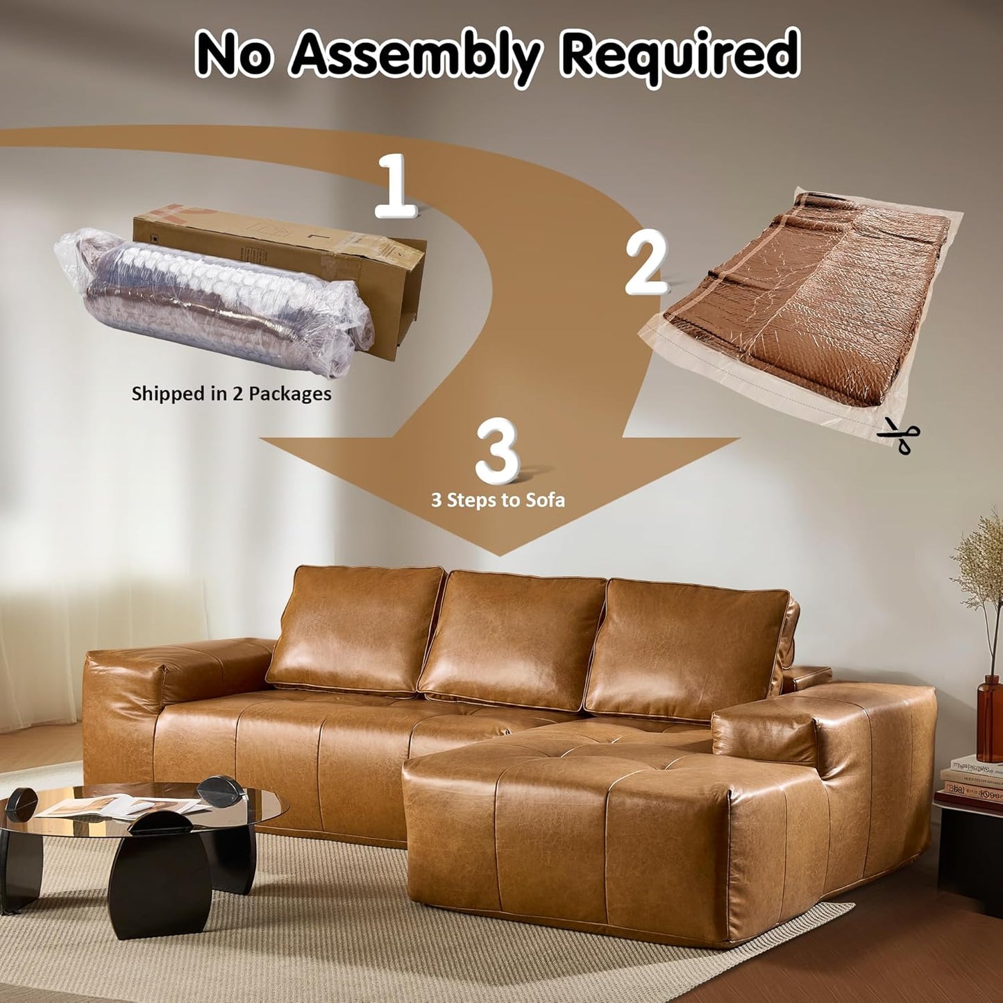 104" Cloud Sectional Couch with L-Shape Chaise
