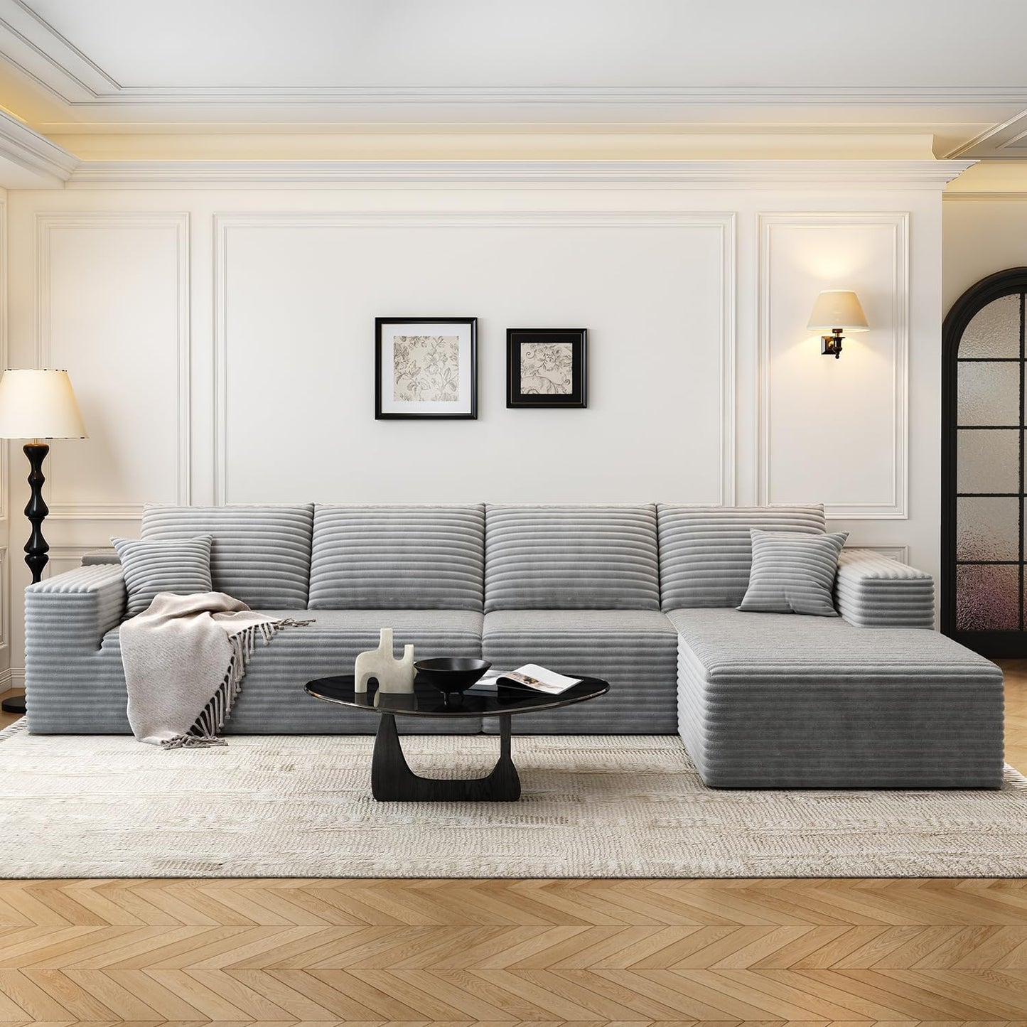 107.5" Cloud Modular Sectional Sofa with 1 Ottoman