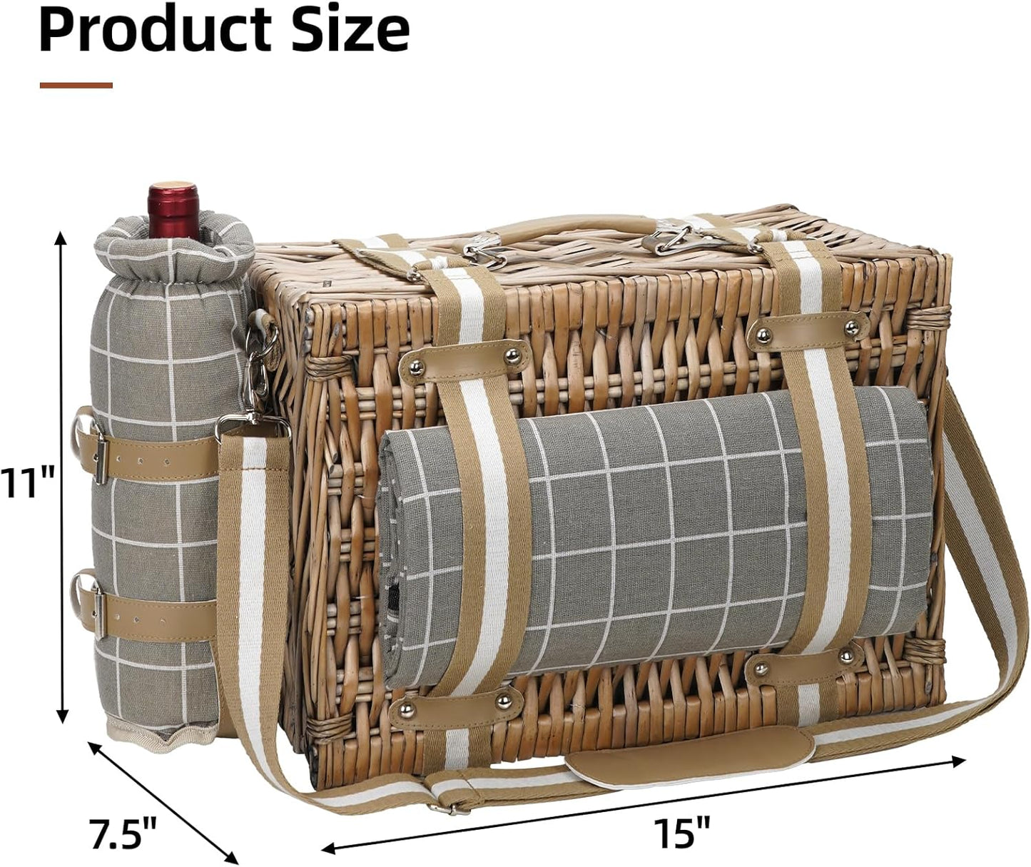 19Pcs Picnic Basket for 2 with Blanket