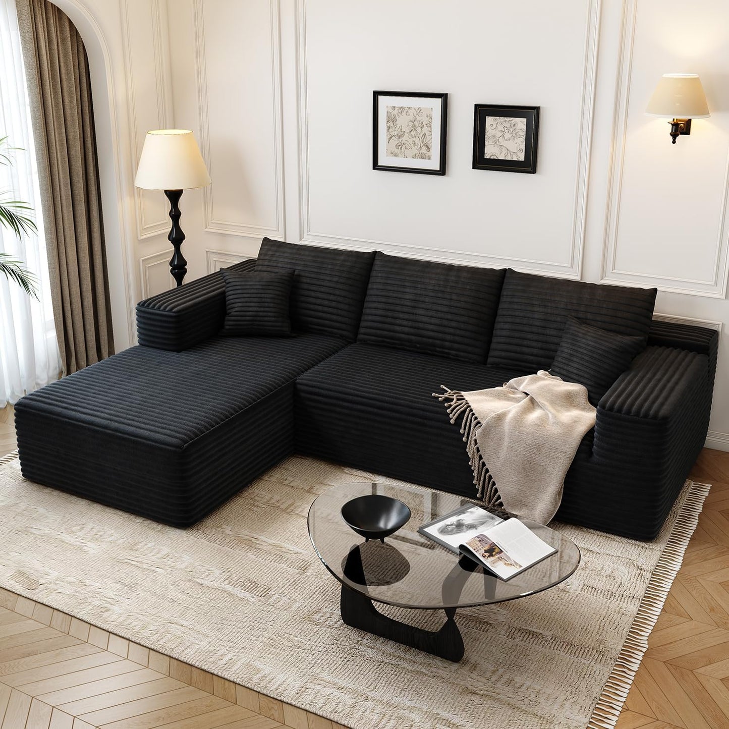 107.5" Cloud Modular Sectional Sofa with 1 Ottoman