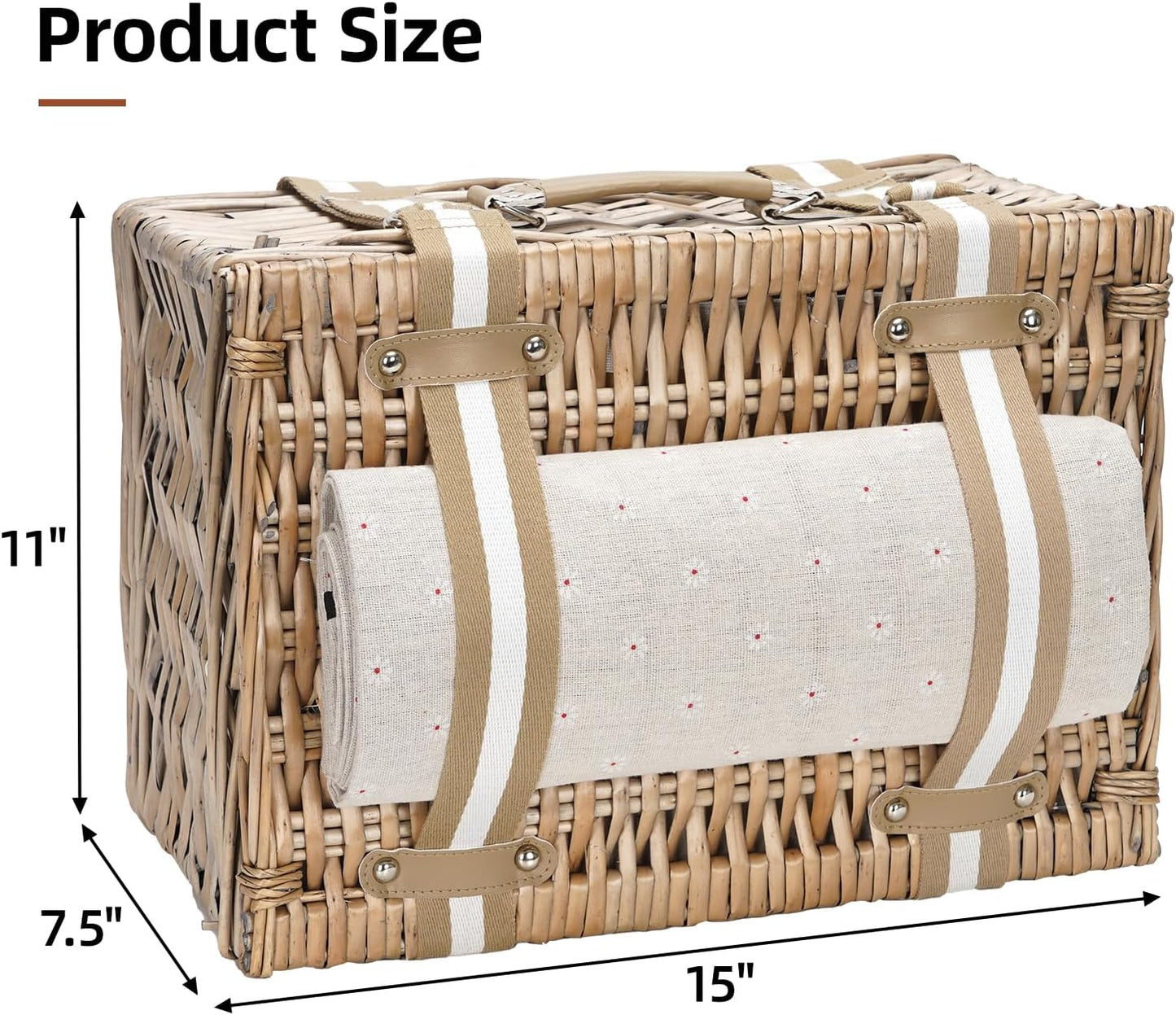 19Pcs Picnic Basket for 2 with Blanket