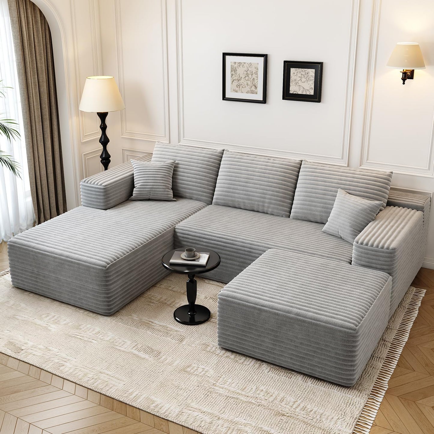 107.5" Cloud Modular Sectional Sofa with 1 Ottoman