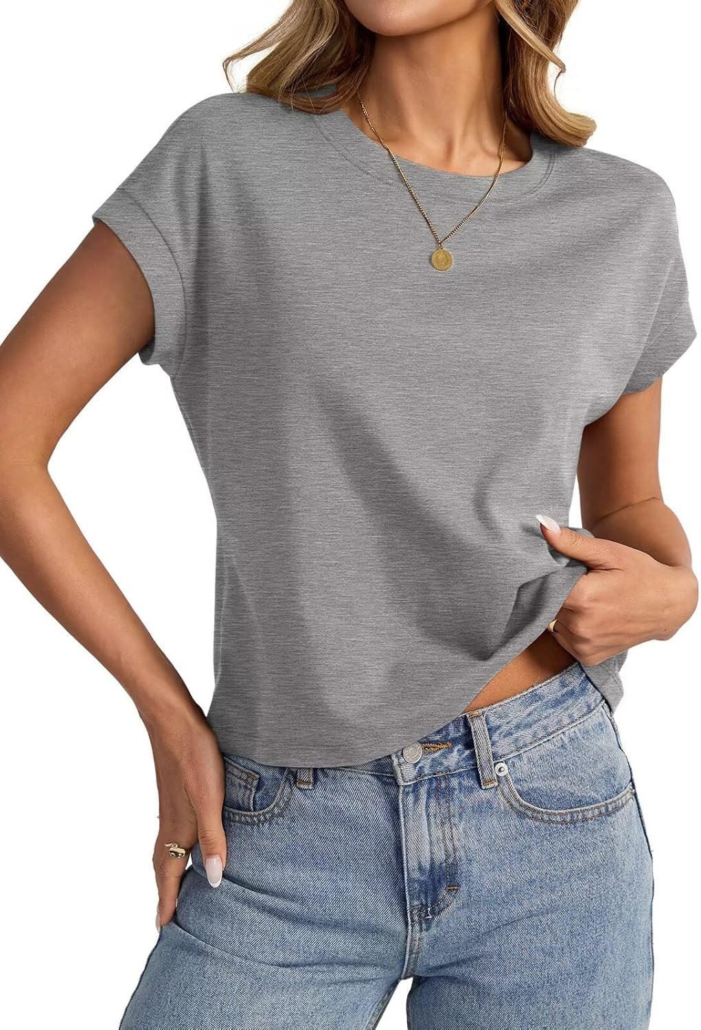 Womens Cap Sleeve Crop Tops Cotton T Shirts