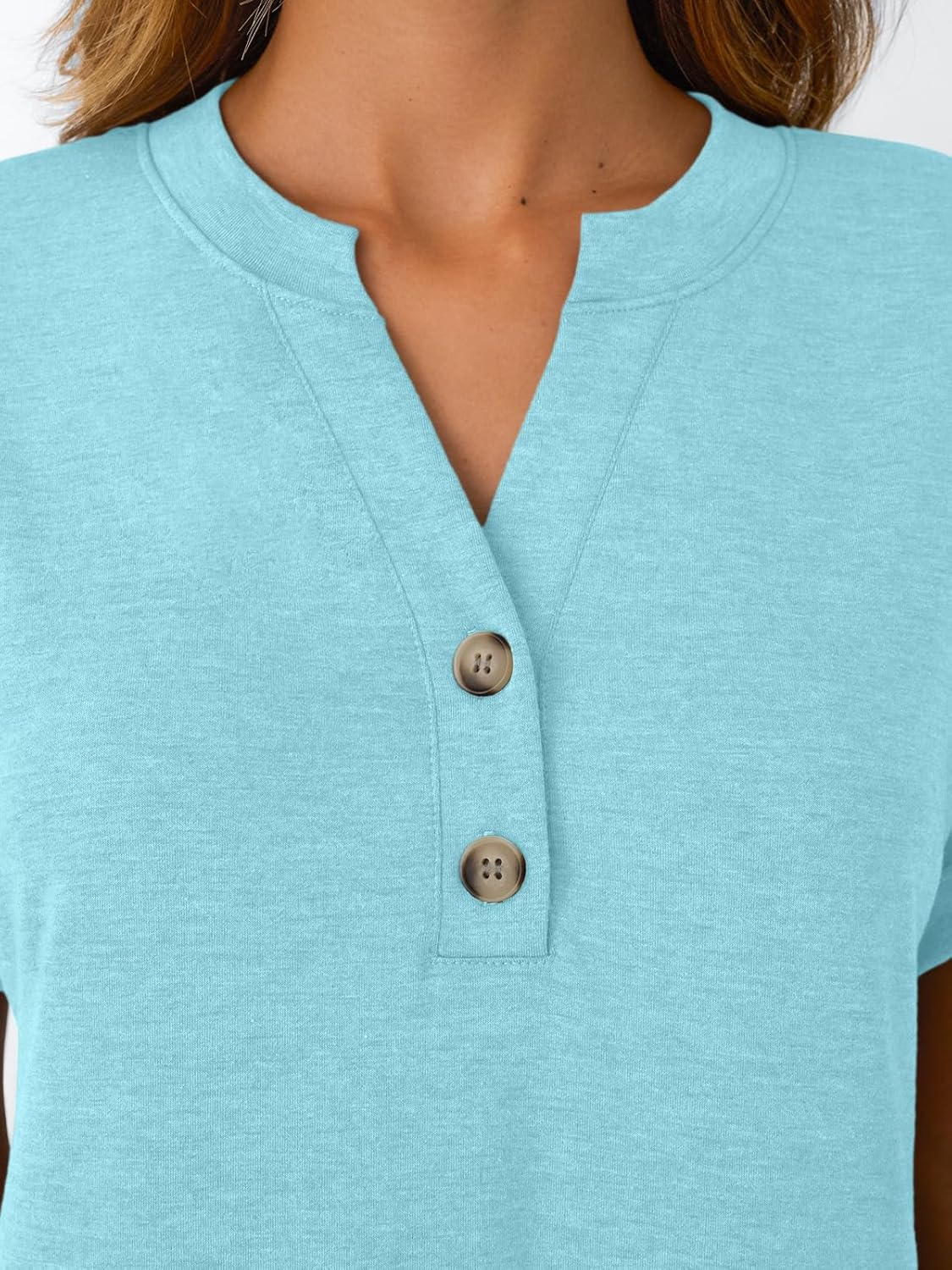 Women's Short Sleeve Shirts Henley Dressy Casual Summer Tops