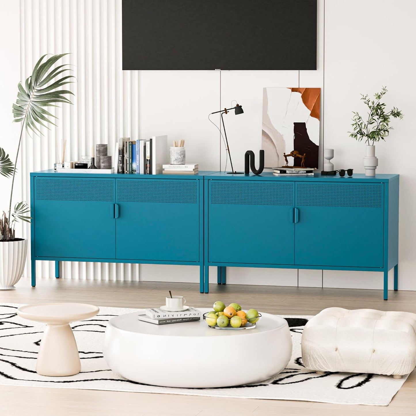 2 Door Storage Sideboard Metal Storage Cabinet with 2 Adjustable Shelf
