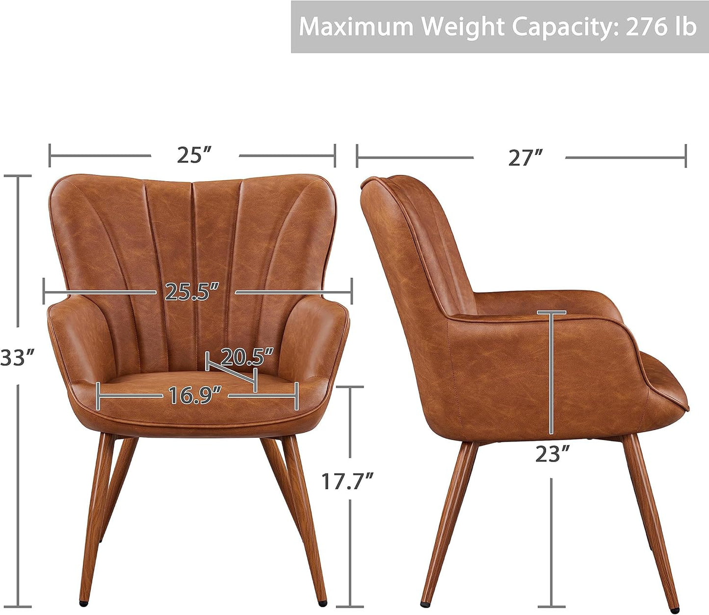 Yaheetech PU Leather Armchair Modern Accent Chair with Metal Legs