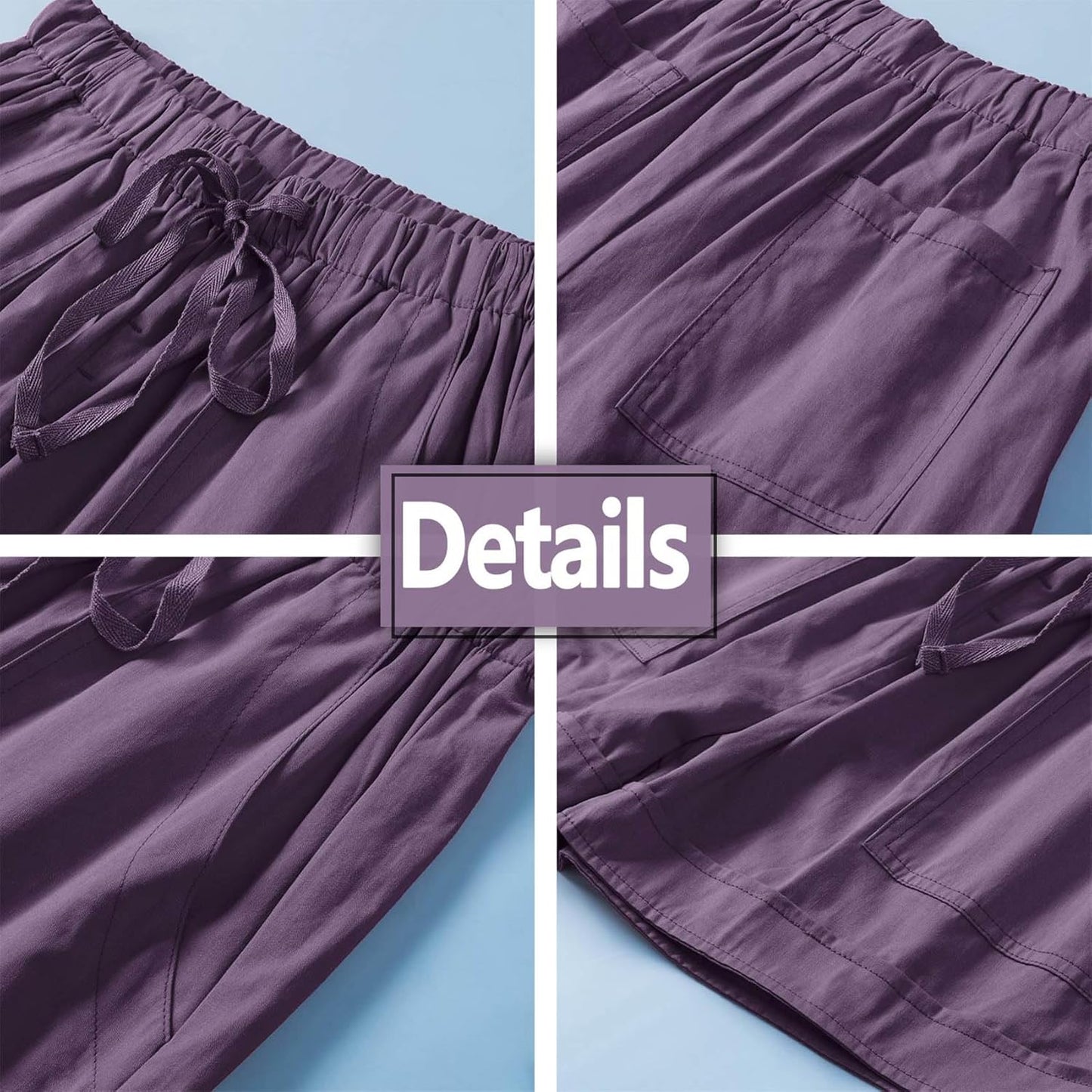 Womens Shorts Summer Comfy Cotton Elastic Waist Drawstring Casual Shorts with Pockets