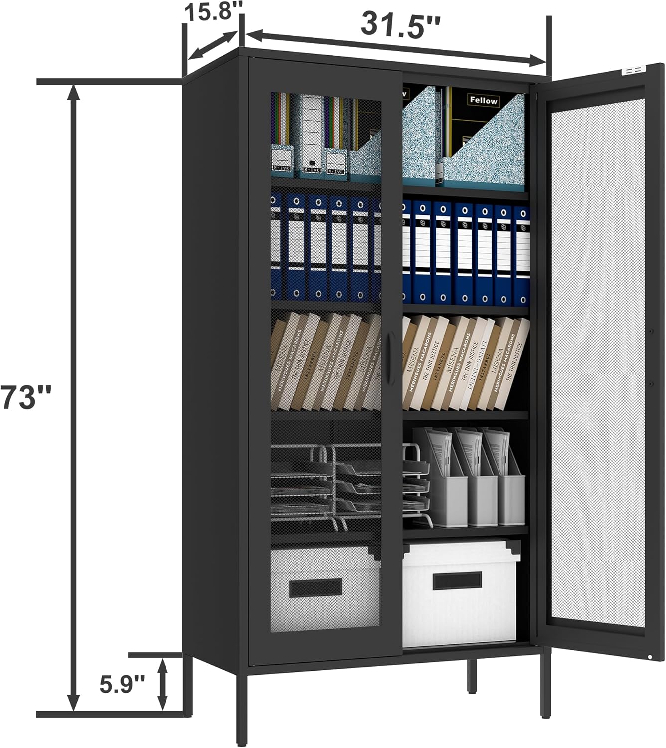 2 Door Storage Sideboard Metal Storage Cabinet with 2 Adjustable Shelf