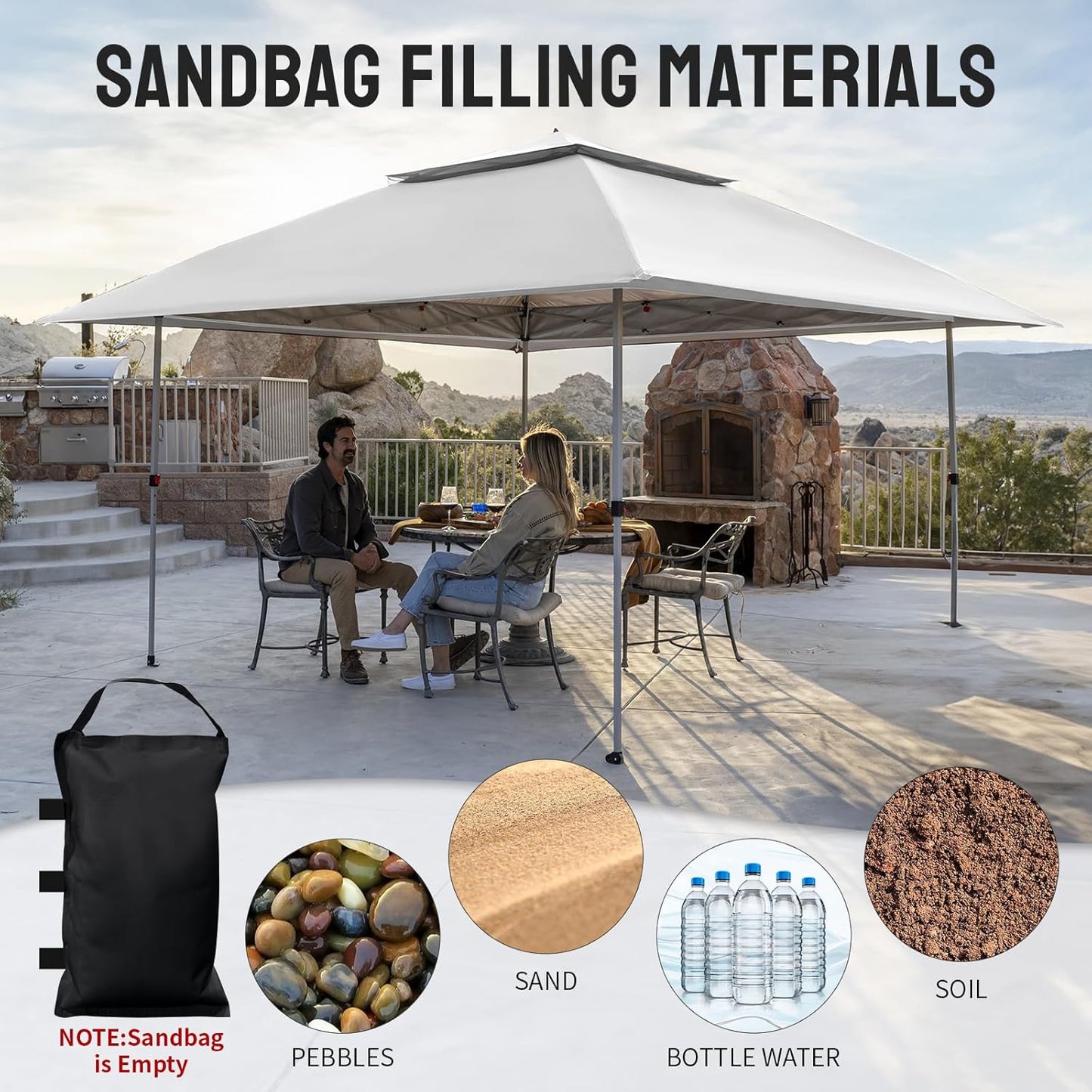 13x13 Pop Up Gazebo Canopy Tent with Wheeled Storage Bag Grey