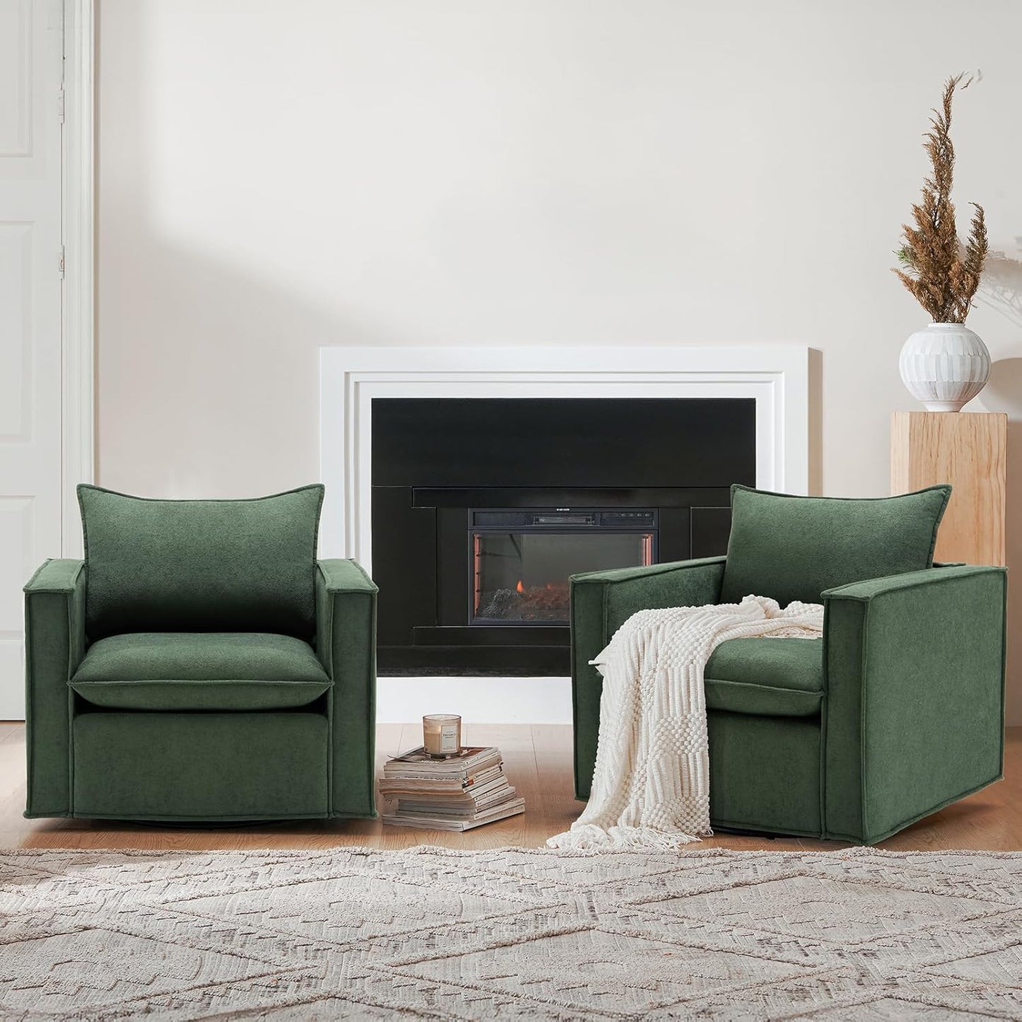 COLAMY Swivel Accent Chair Set 34 Inches Wide Upholstered Arm Chair