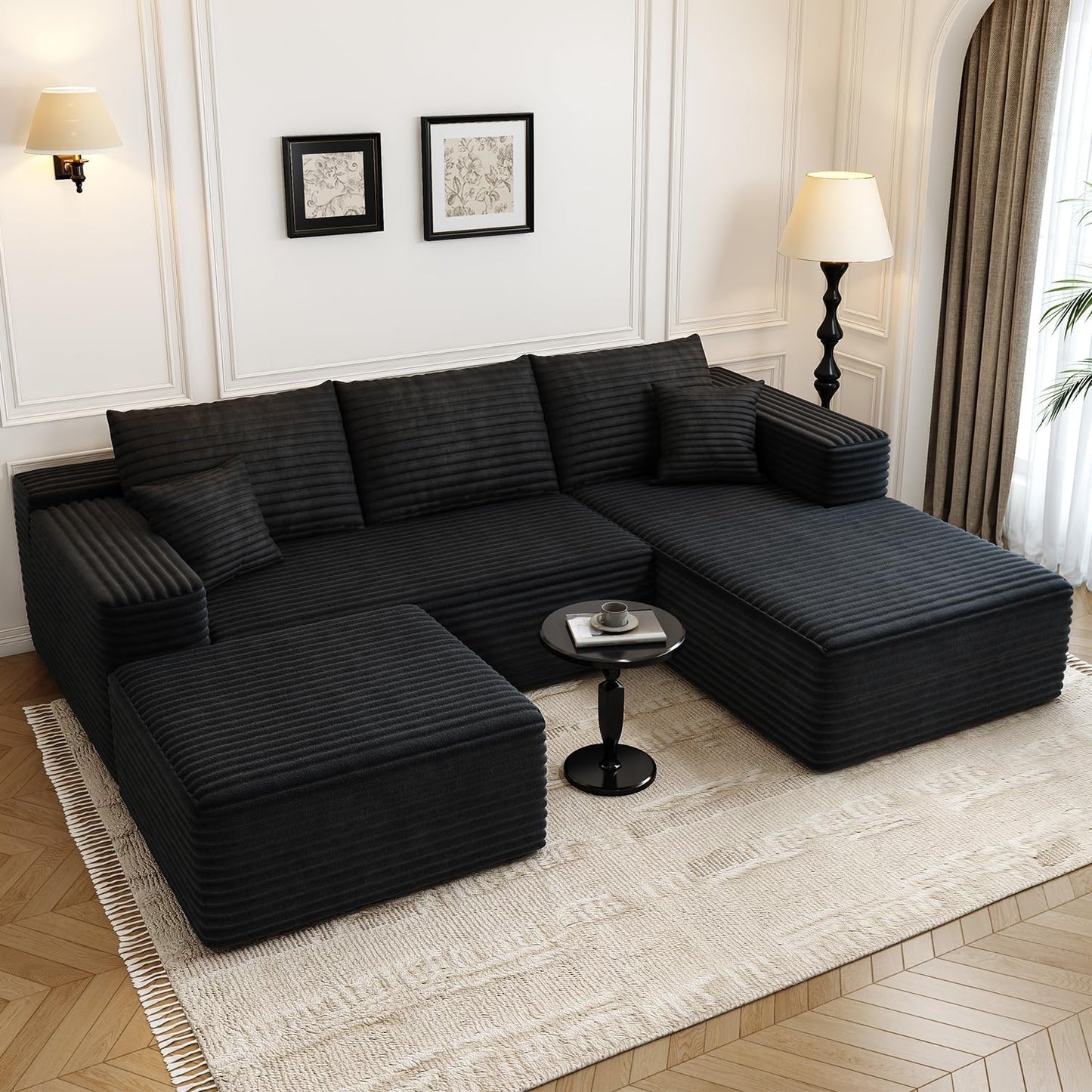 107.5" Cloud Modular Sectional Sofa with 1 Ottoman