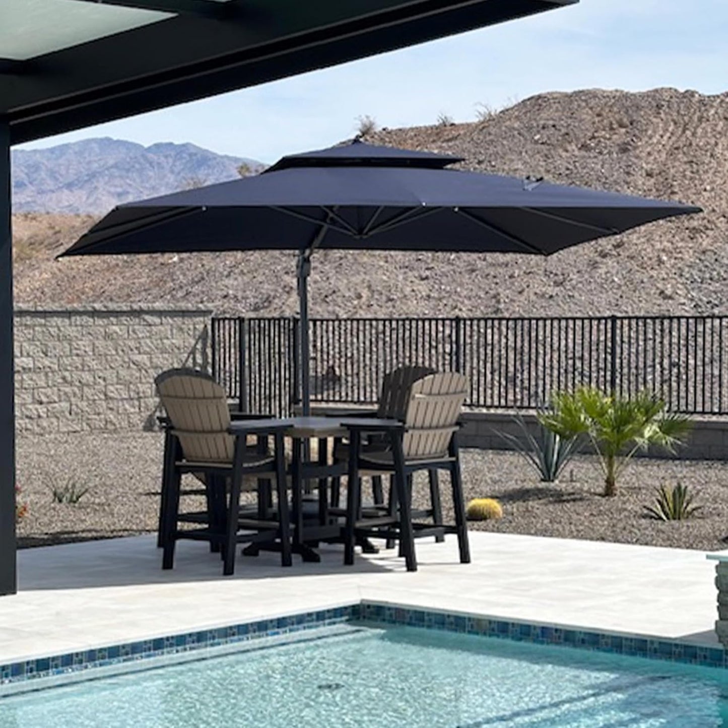 12ft Patio Umbrella with Base Large Outdoor Square Umbrella