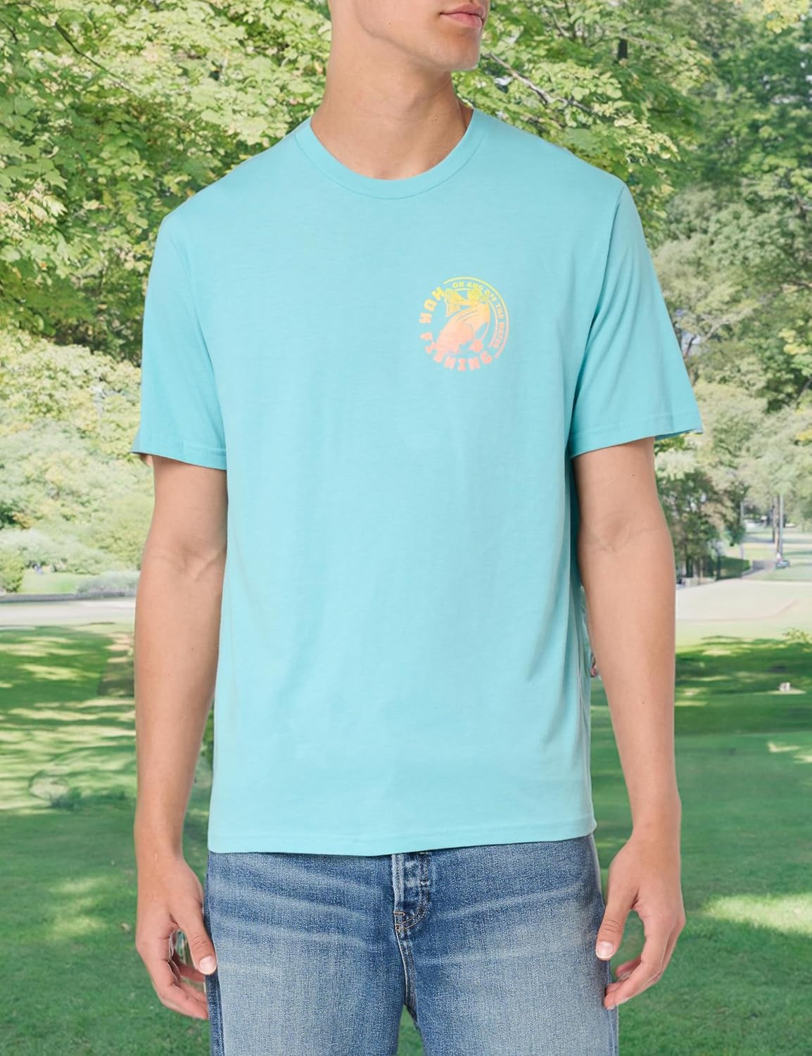 Men Fishing Graphic Tee Performance Short Sleeve Quick-Dry
