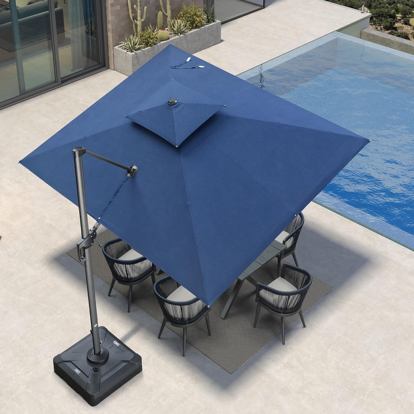 12ft Patio Umbrella with Base Large Outdoor Square Umbrella