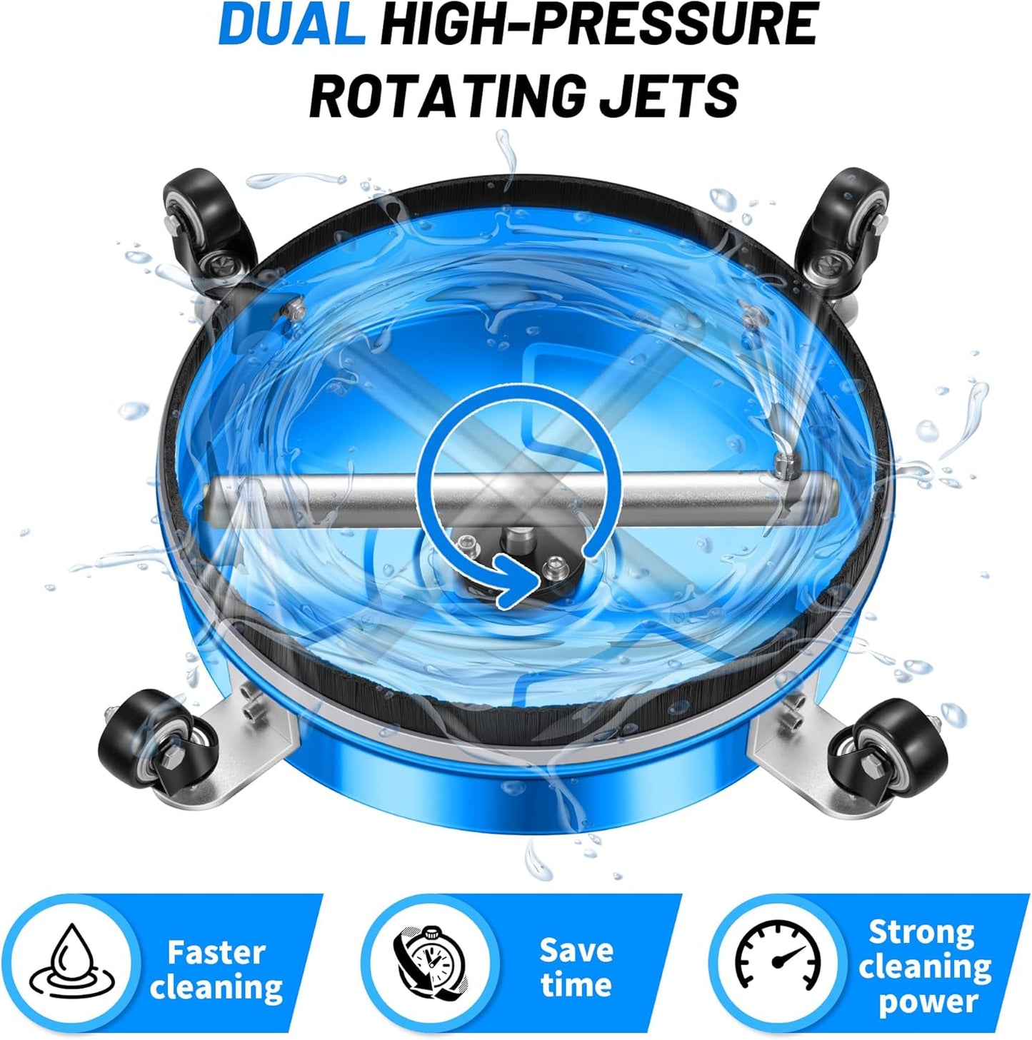 14" Pressure Washer Surface Cleaner with 4 Wheels
