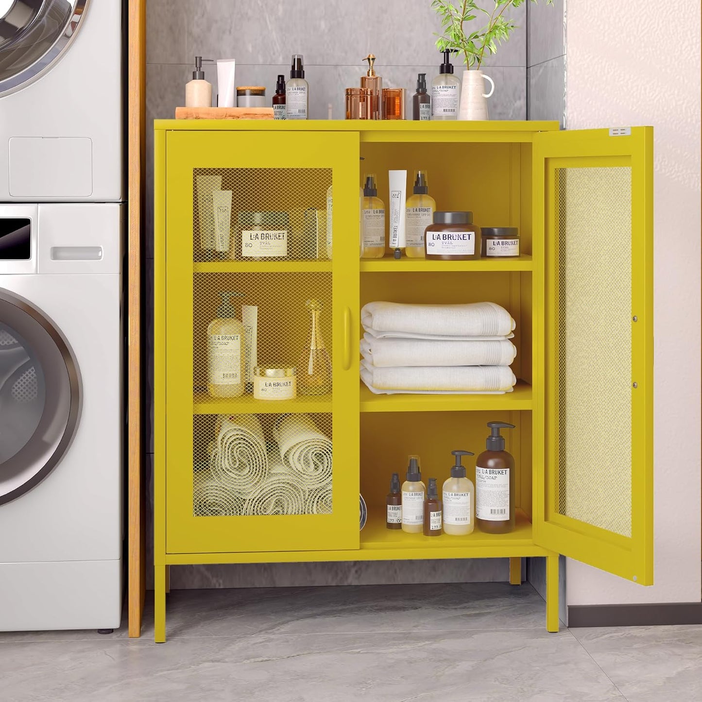 2 Door Storage Sideboard Metal Storage Cabinet with 2 Adjustable Shelf