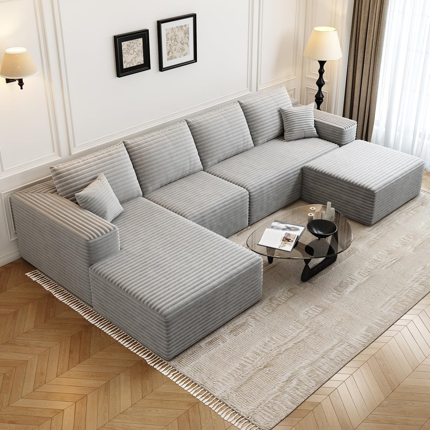 107.5" Cloud Modular Sectional Sofa with 1 Ottoman