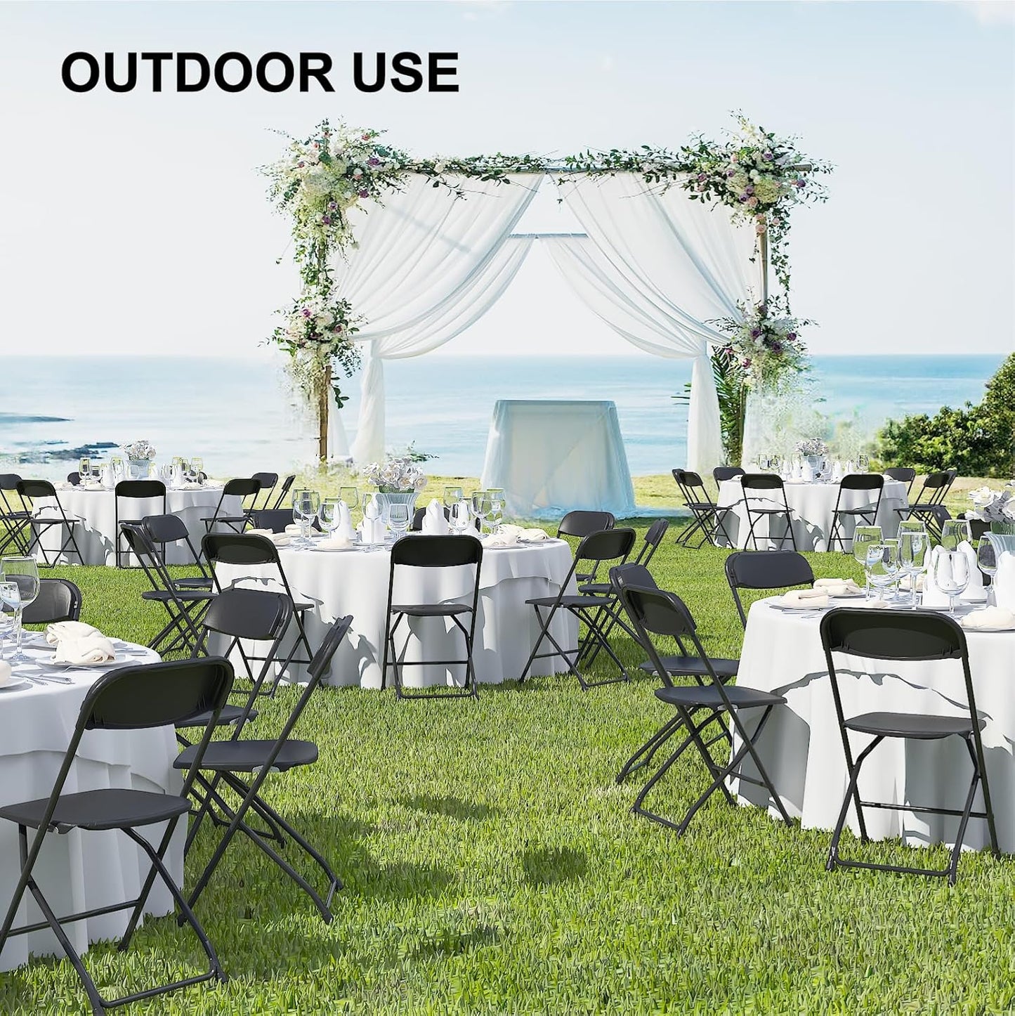 10 Pack White Folding Chairs Portable Party Chairs