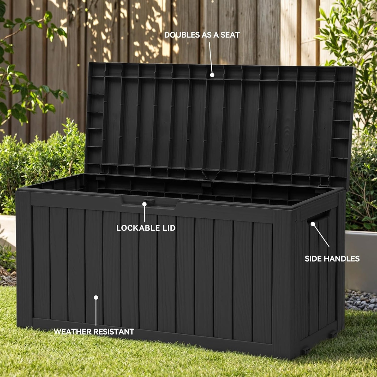 YITAHOME 120 Gallon Large Deck Box Upgraded Resin Outdoor Storage Boxes