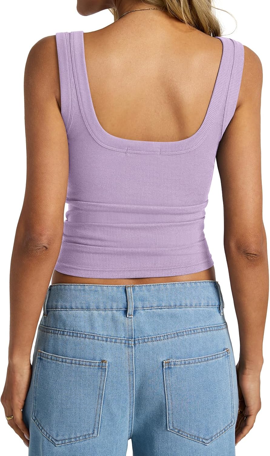 Womens Cotton Ribbed Square Neck Tank Tops