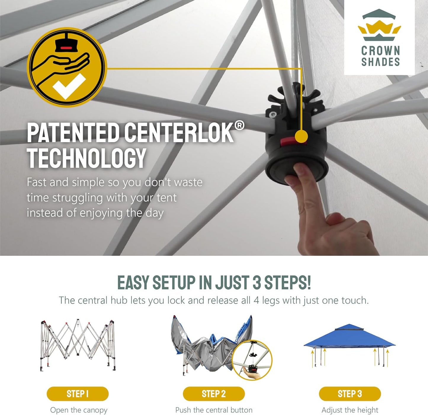 13x13 Pop Up Gazebo Canopy Tent with Wheeled Storage Bag Grey