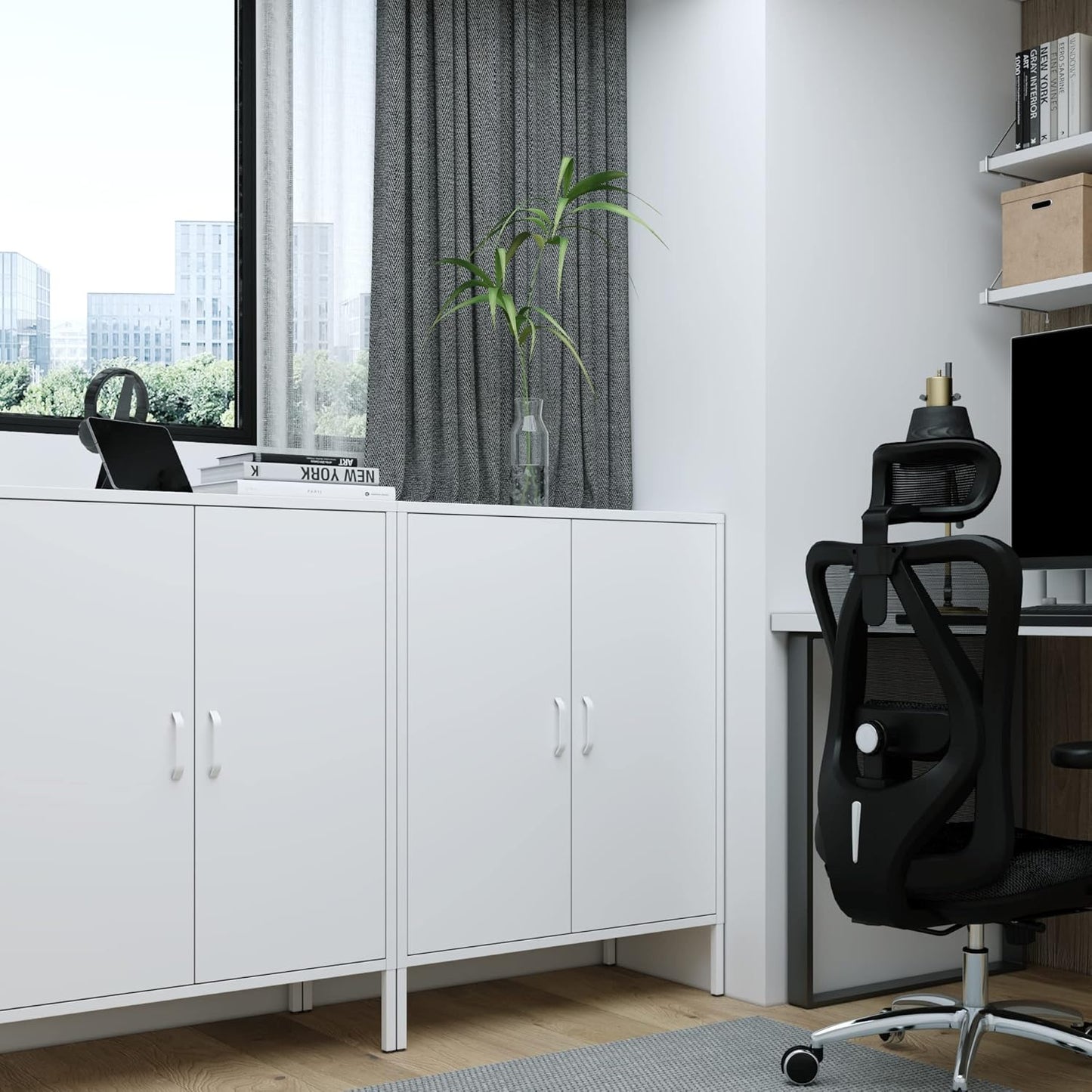 2 Door Storage Sideboard Metal Storage Cabinet with 2 Adjustable Shelf