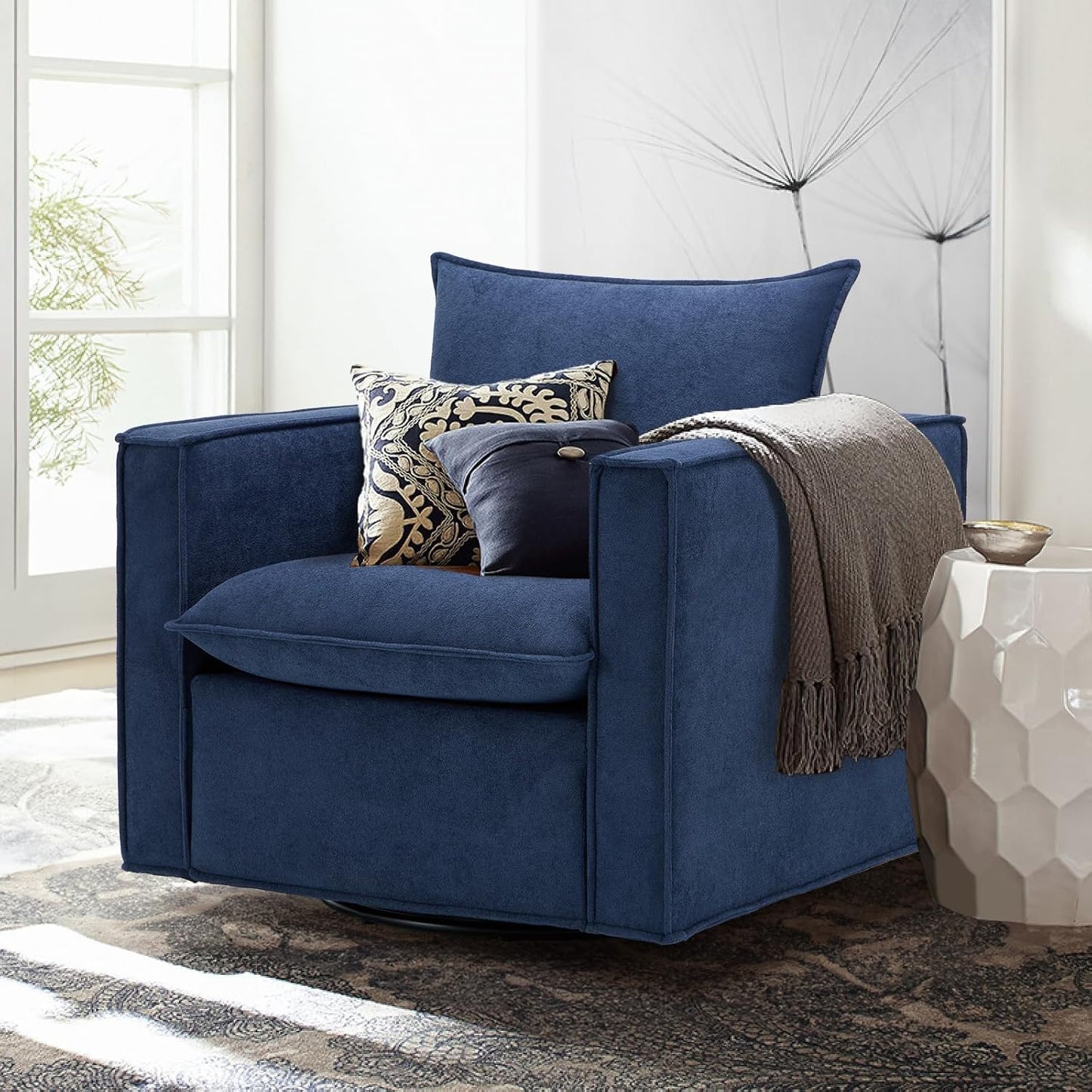 COLAMY Swivel Accent Chair Set 34 Inches Wide Upholstered Arm Chair