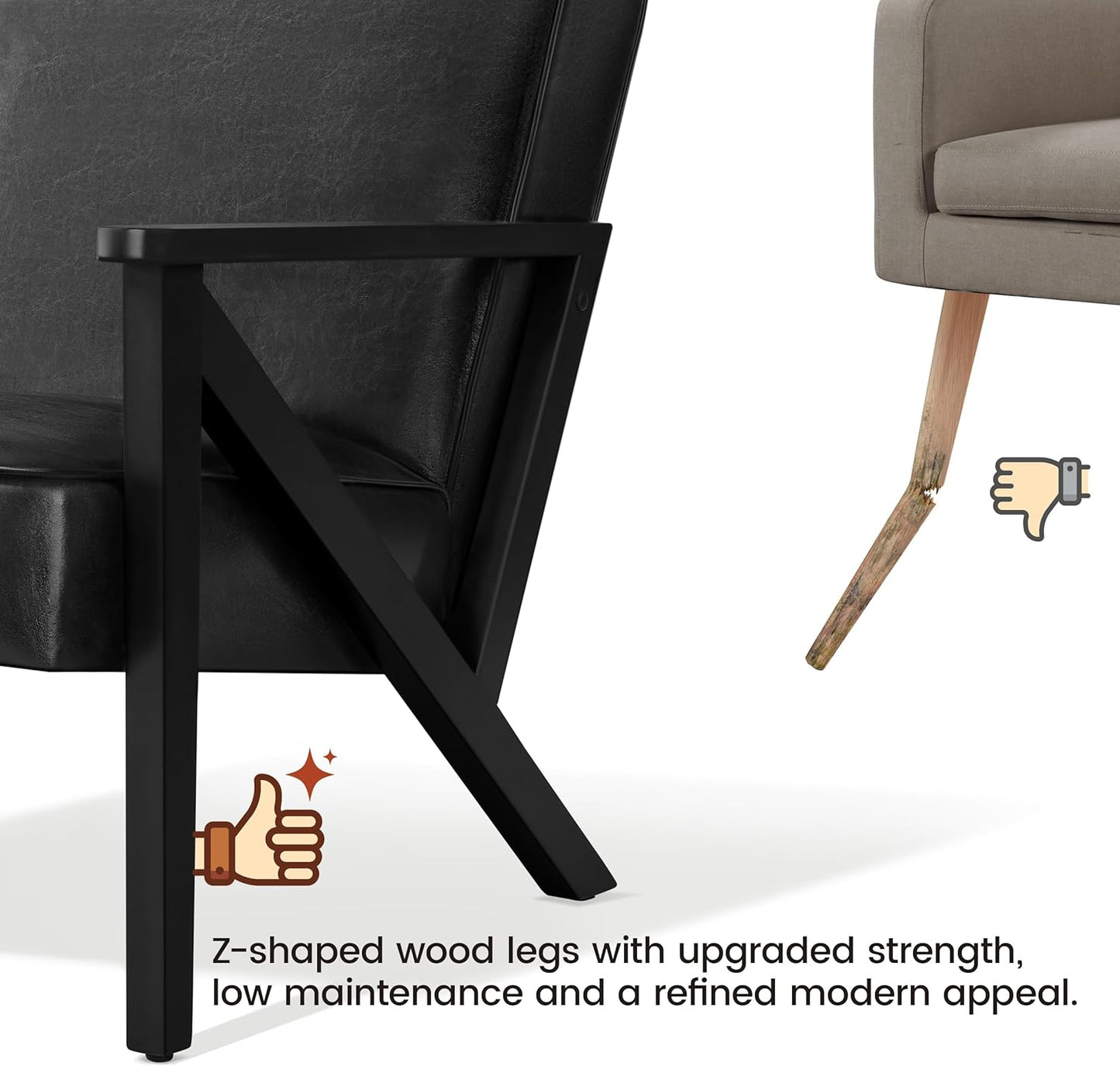 Yaheetech Accent Chair Armchair with Strong Wood Frame