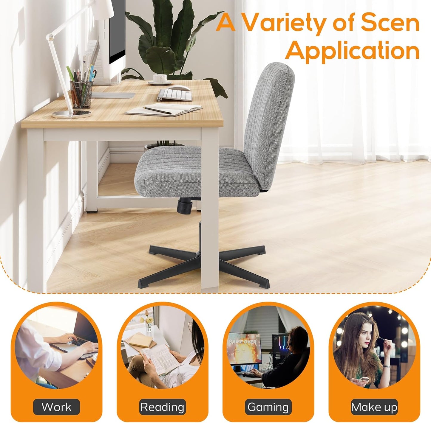 DUMOS Criss Cross Chair Legged Office Wide Comfy Desk Seat