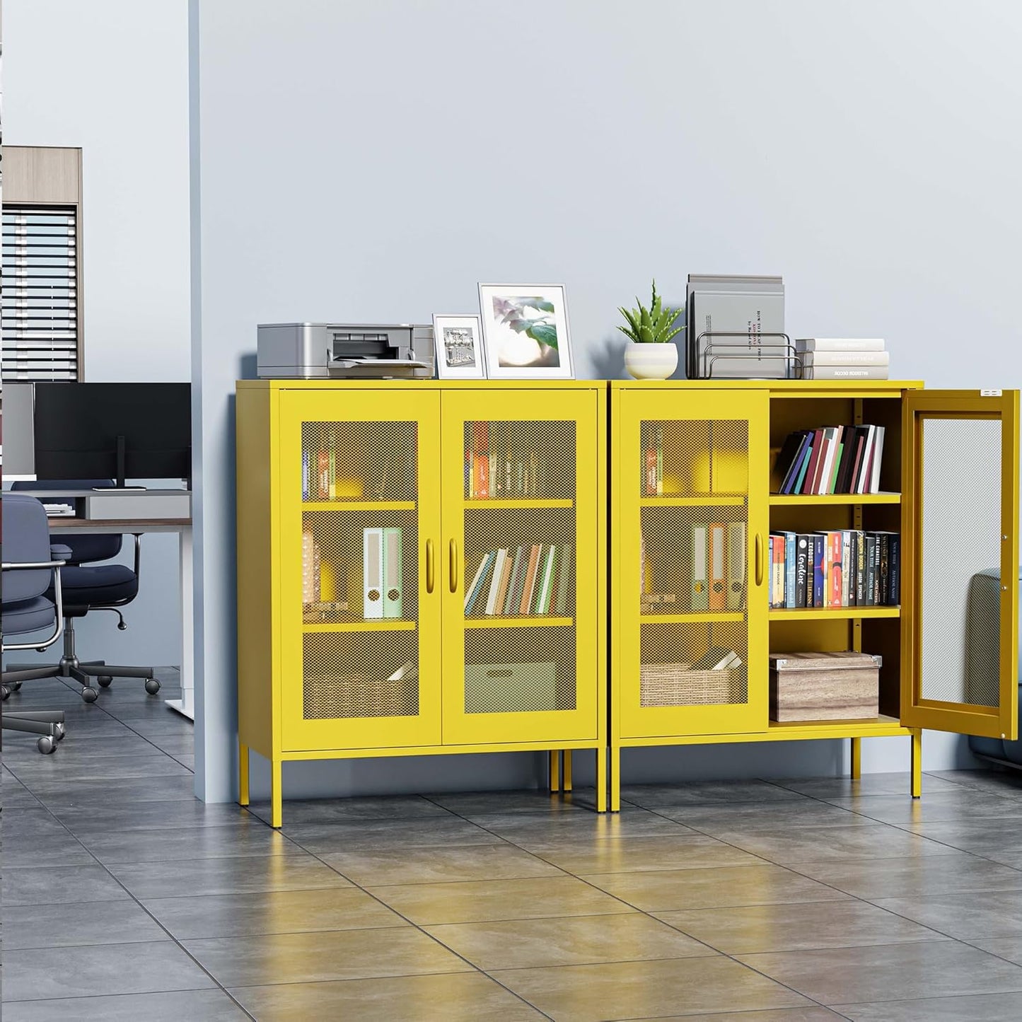 2 Door Storage Sideboard Metal Storage Cabinet with 2 Adjustable Shelf