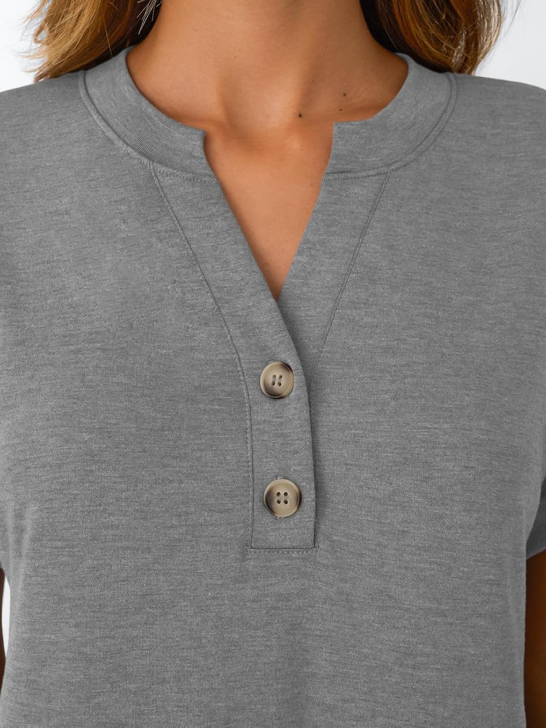 Women's Short Sleeve Shirts Henley Dressy Casual Summer Tops