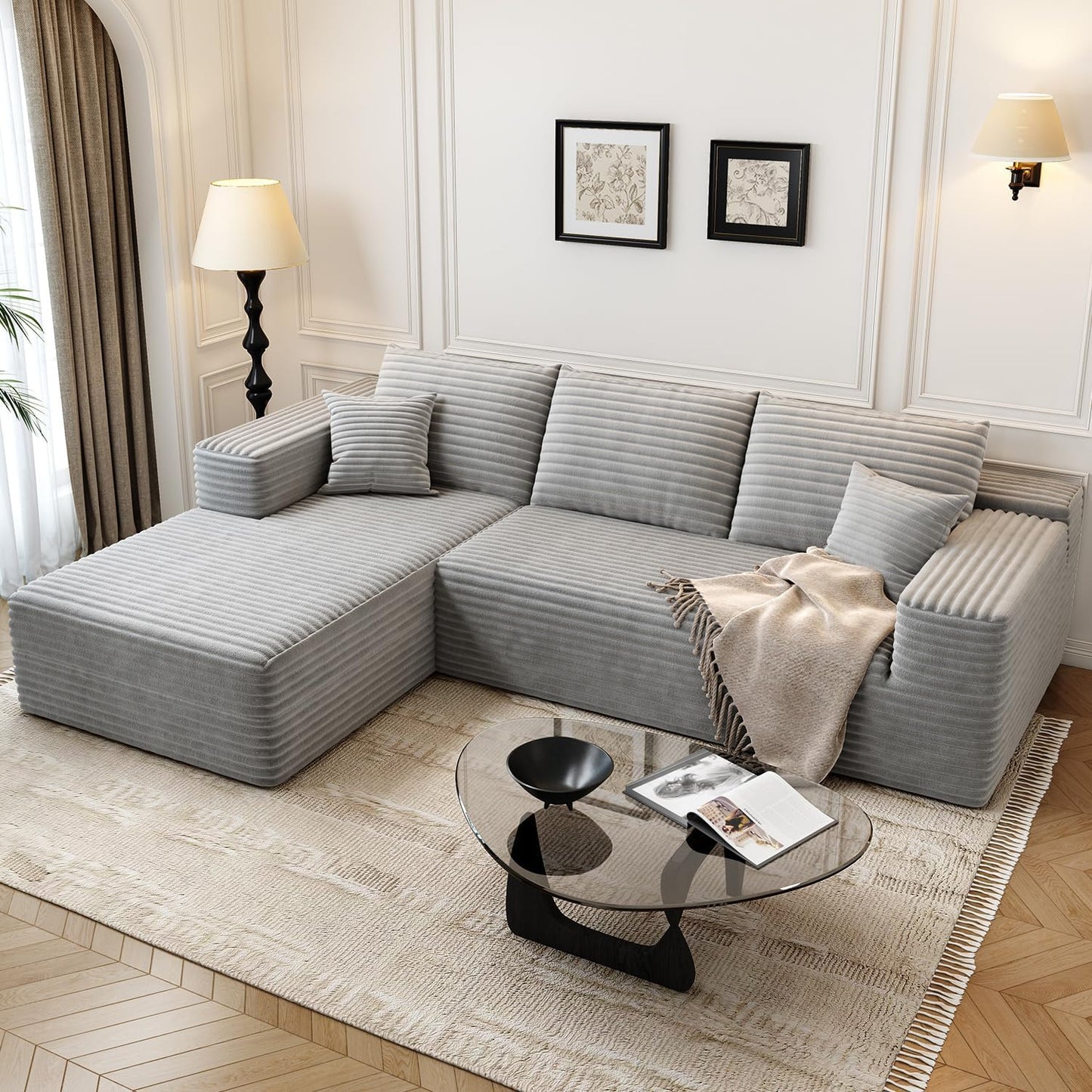 107.5" Cloud Modular Sectional Sofa with 1 Ottoman